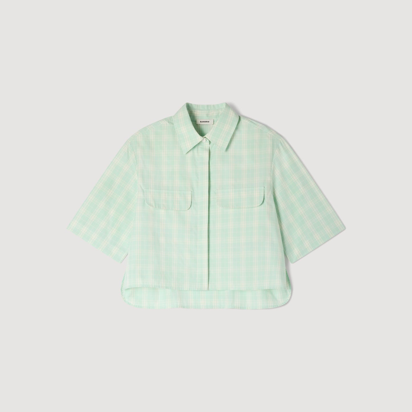 Kaia Short Checked Shirt Green / Ecru