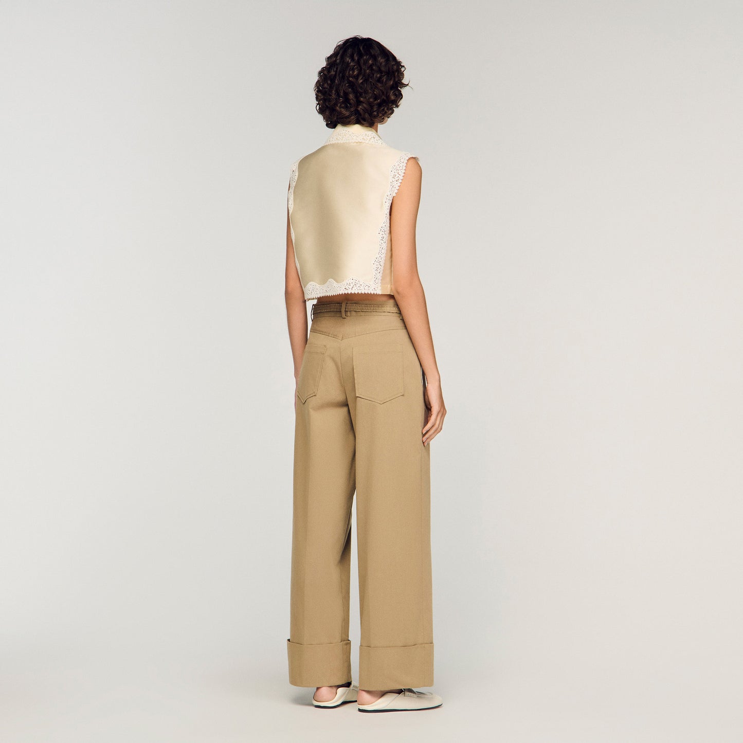 Marielle Cropped Shirt With Lace Details Ecru