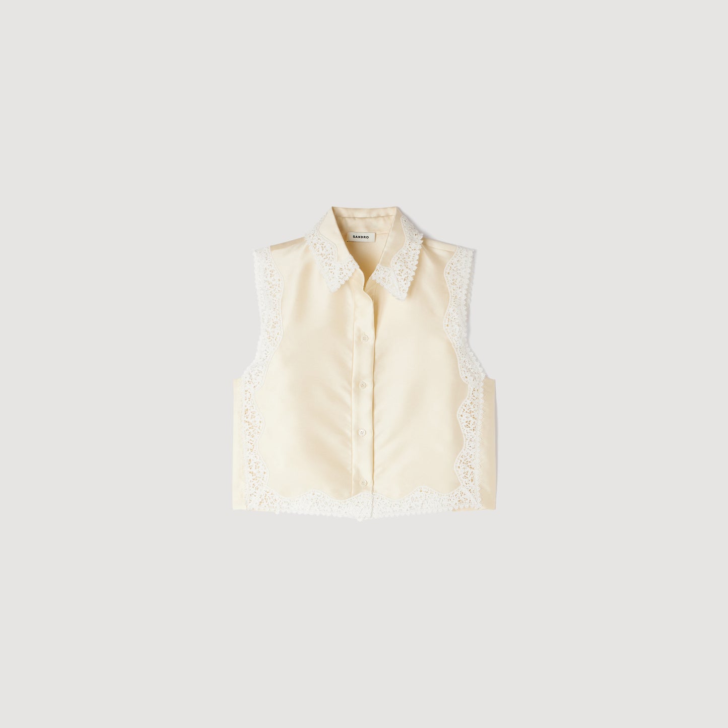 Marielle Cropped Shirt With Lace Details Ecru