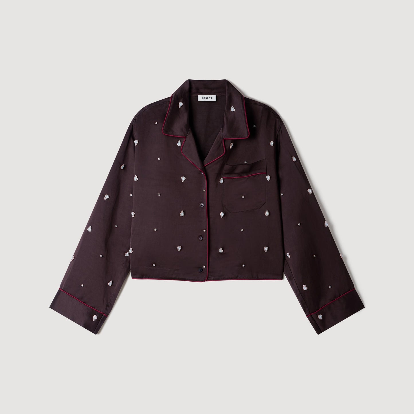 Kalinda Shirt with beads and rhinestones Brown