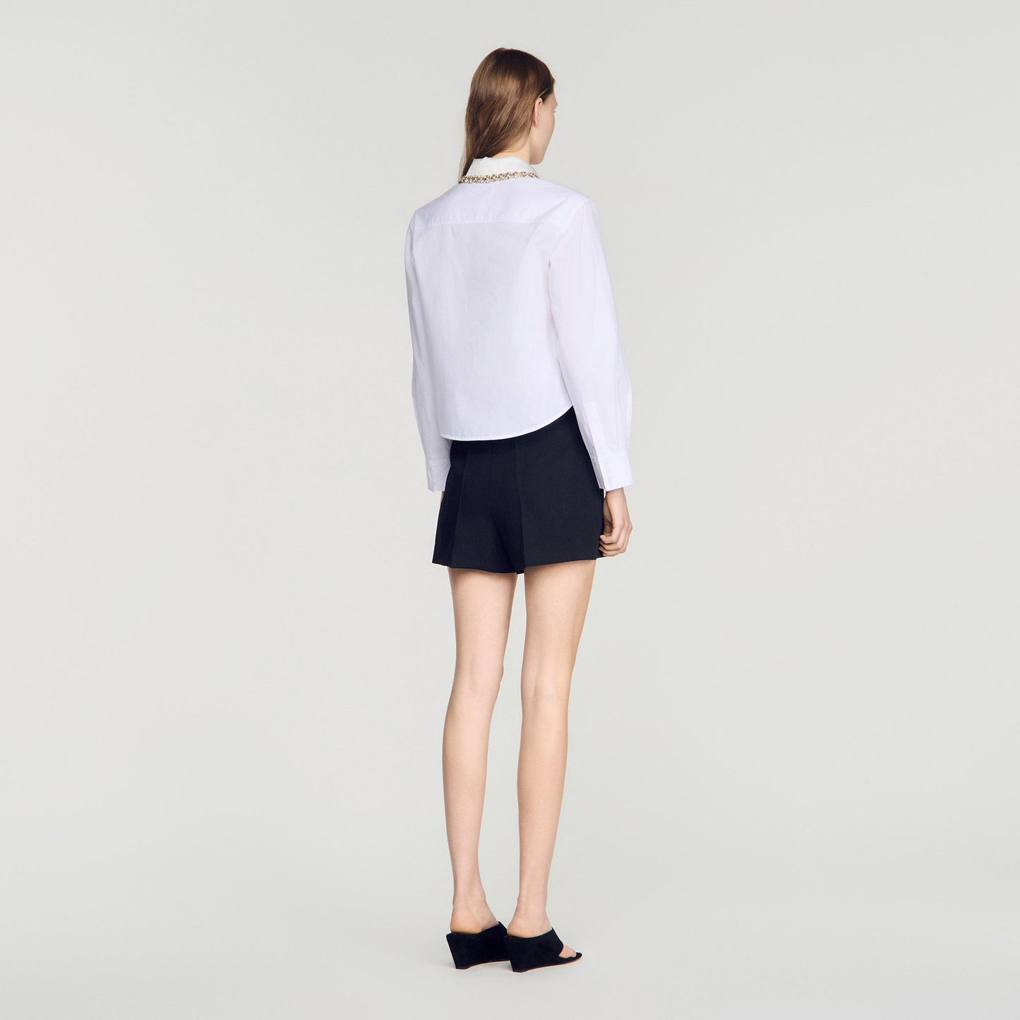 Ema Jewel collar shirt White