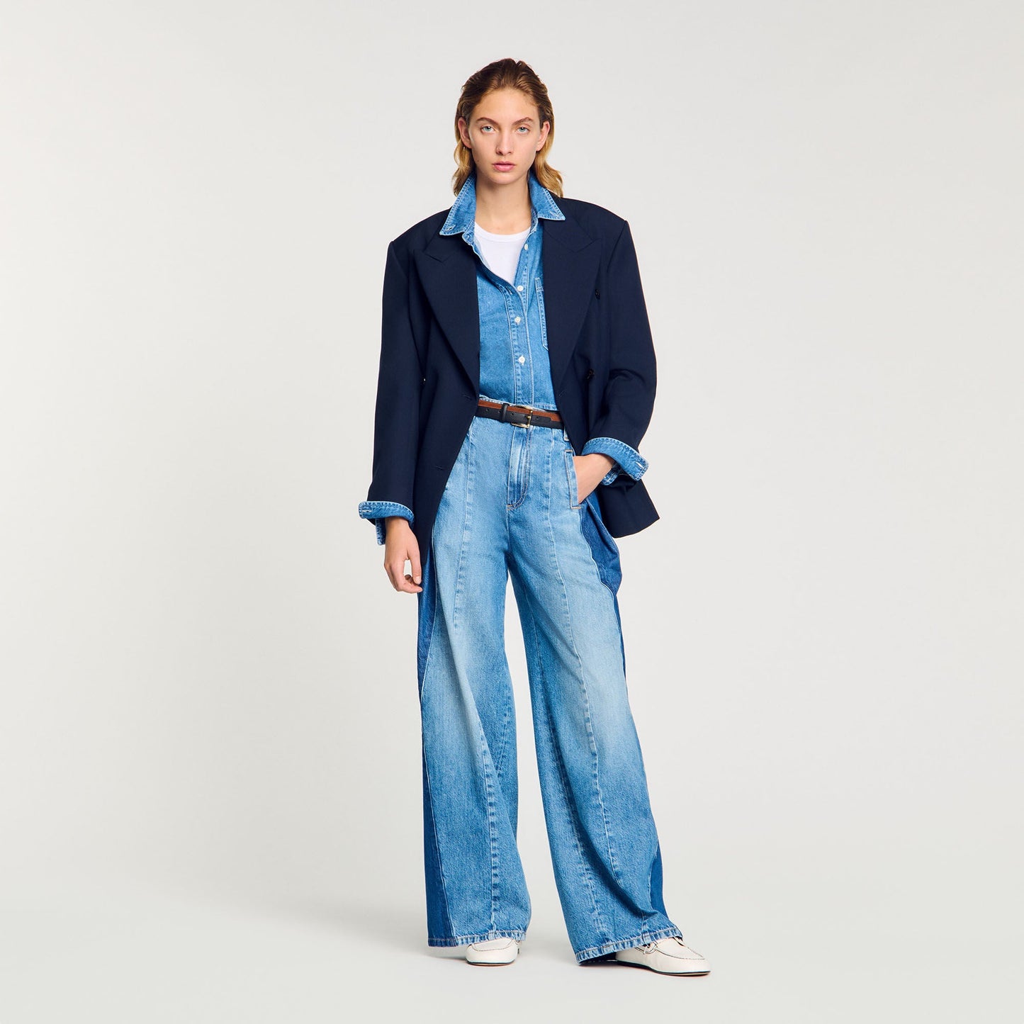 Jeans With Contrasting Panels Blue Jean