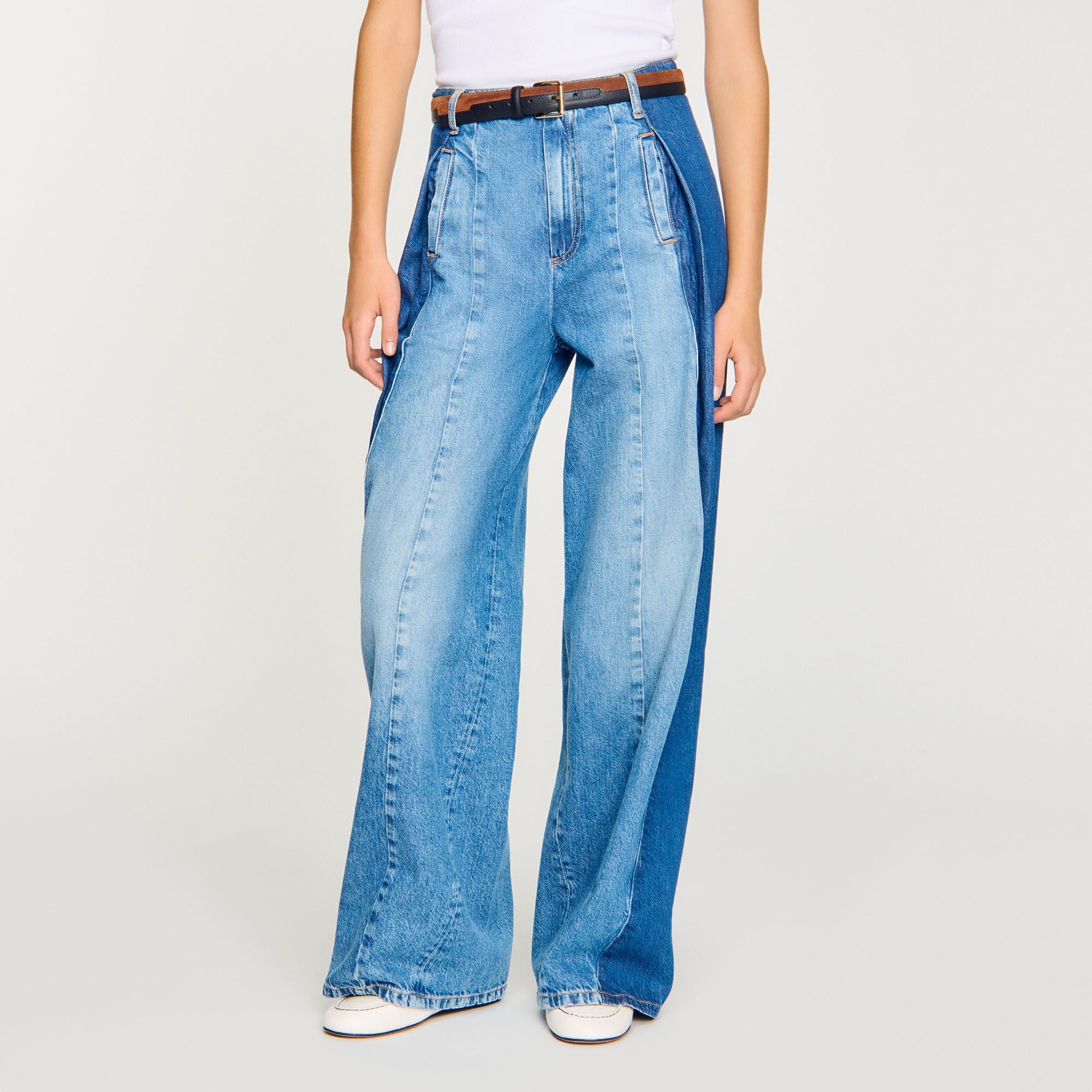 Jeans With Contrasting Panels Blue Jean