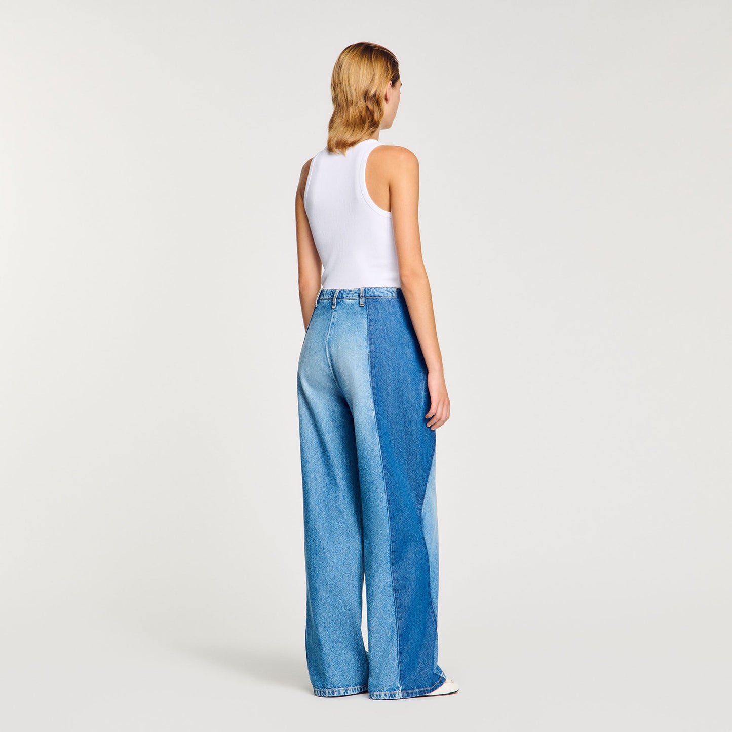 Jeans With Contrasting Panels Blue Jean