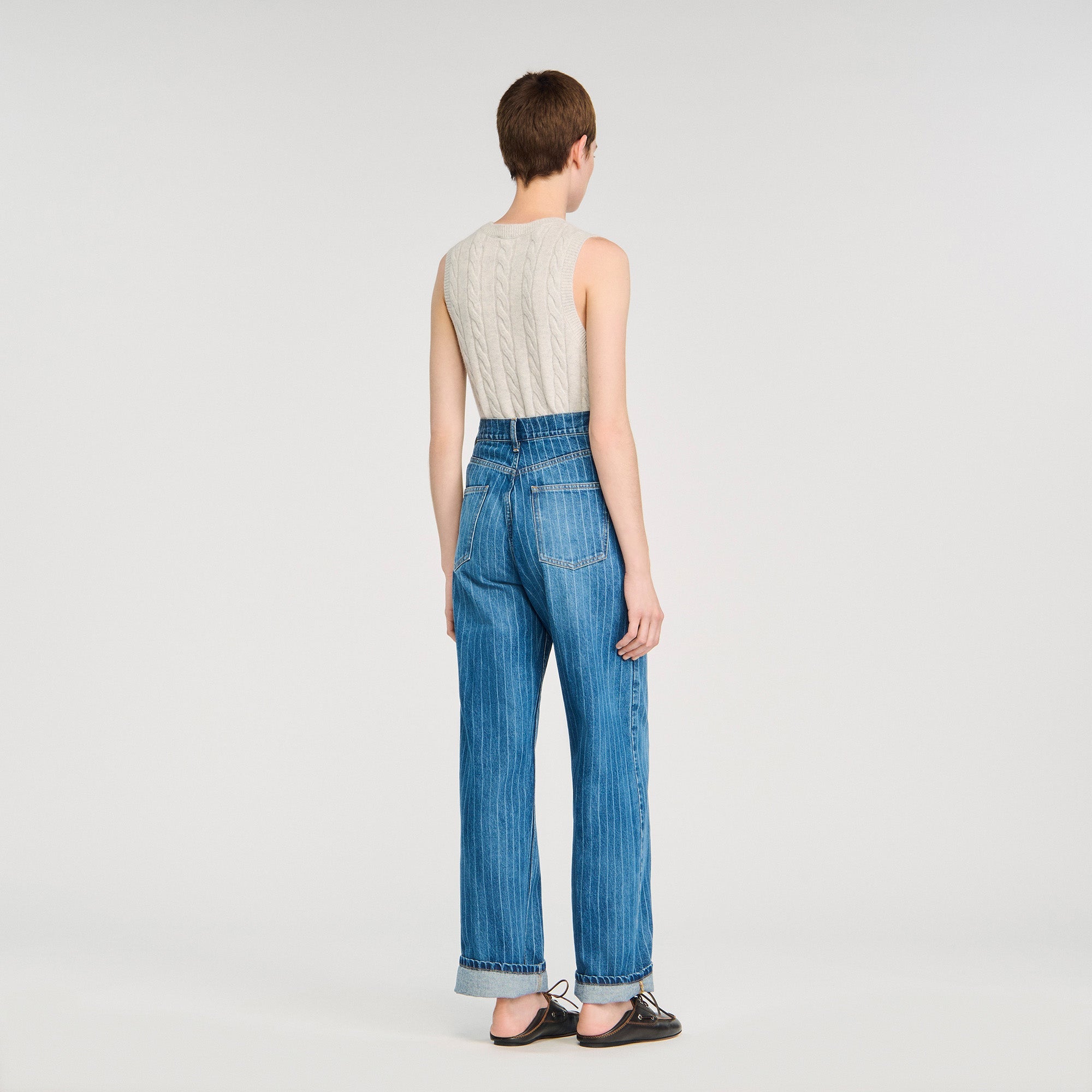 Horizon Wide-Leg Striped Jeans Blue Jean