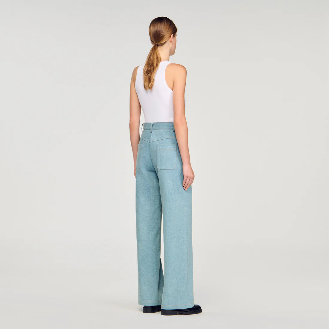 Eliam Faded High-Rise Wide-Leg Jeans Blue Jean