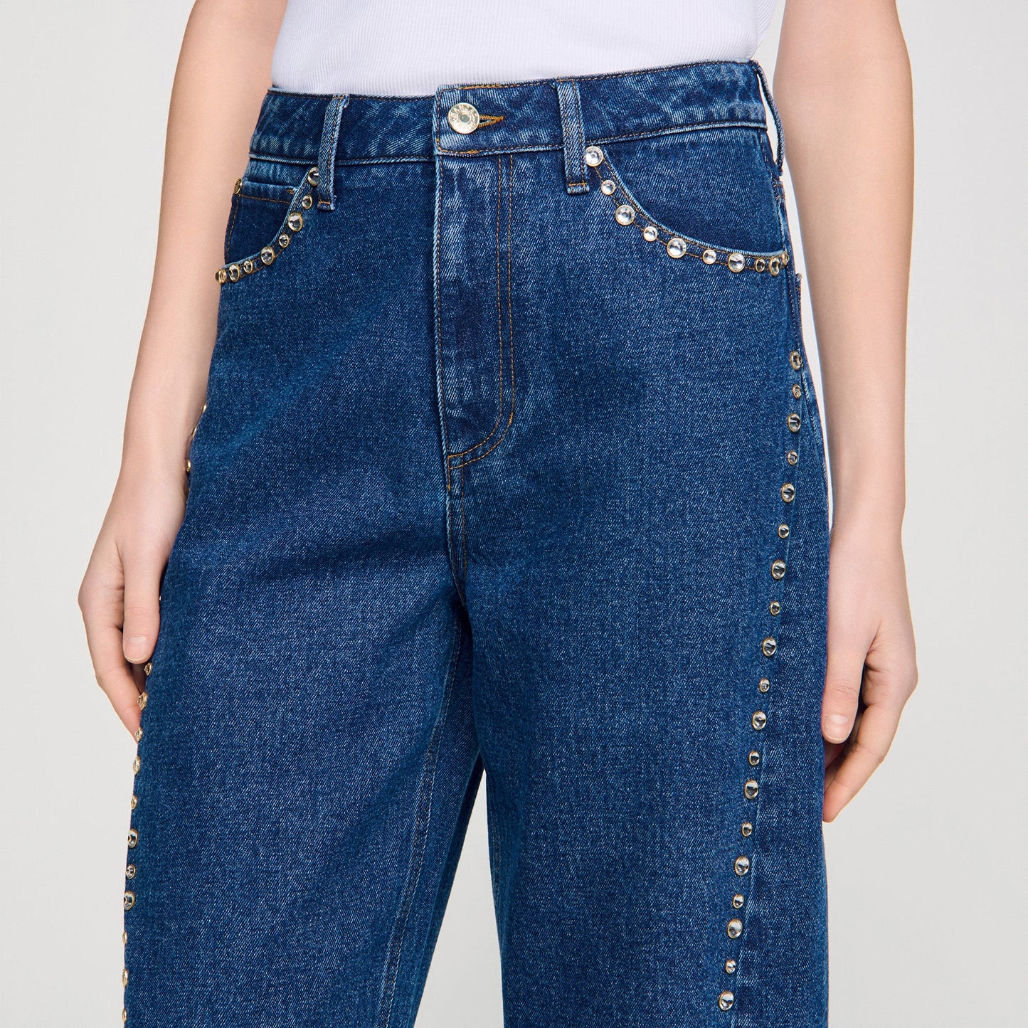 Tomy Rhinestone Barrel Jeans Blue Jean