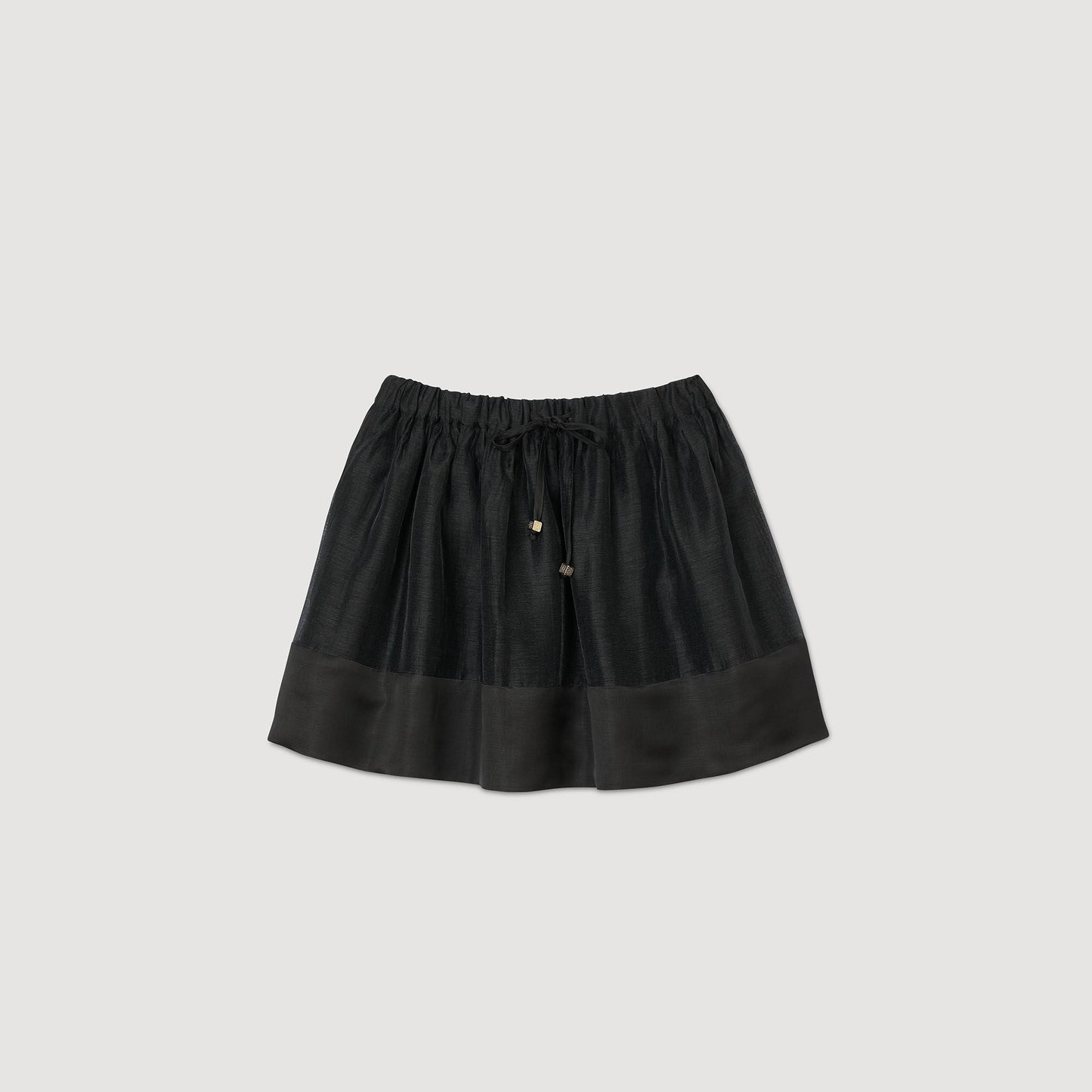Short Dual-Material Skirt Black