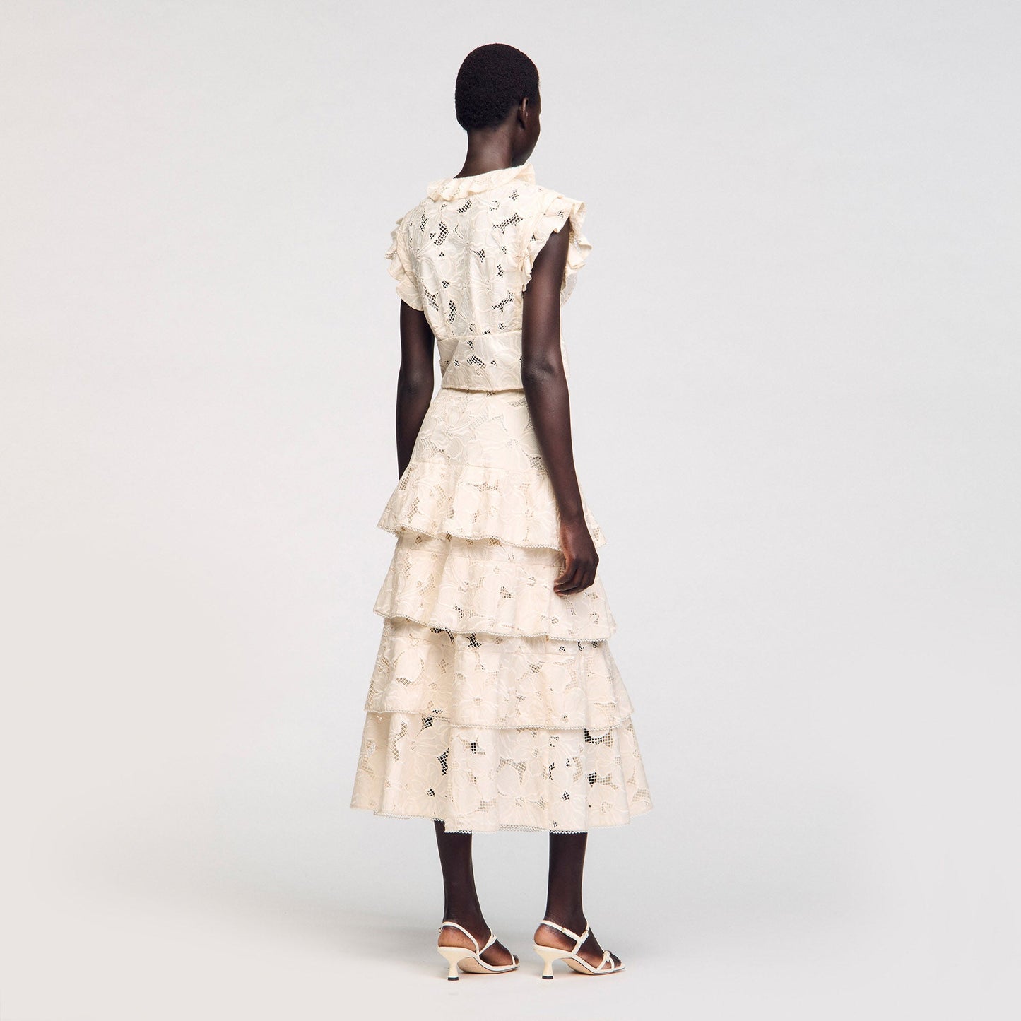 Orlivia Long Frilled Skirt Ecru