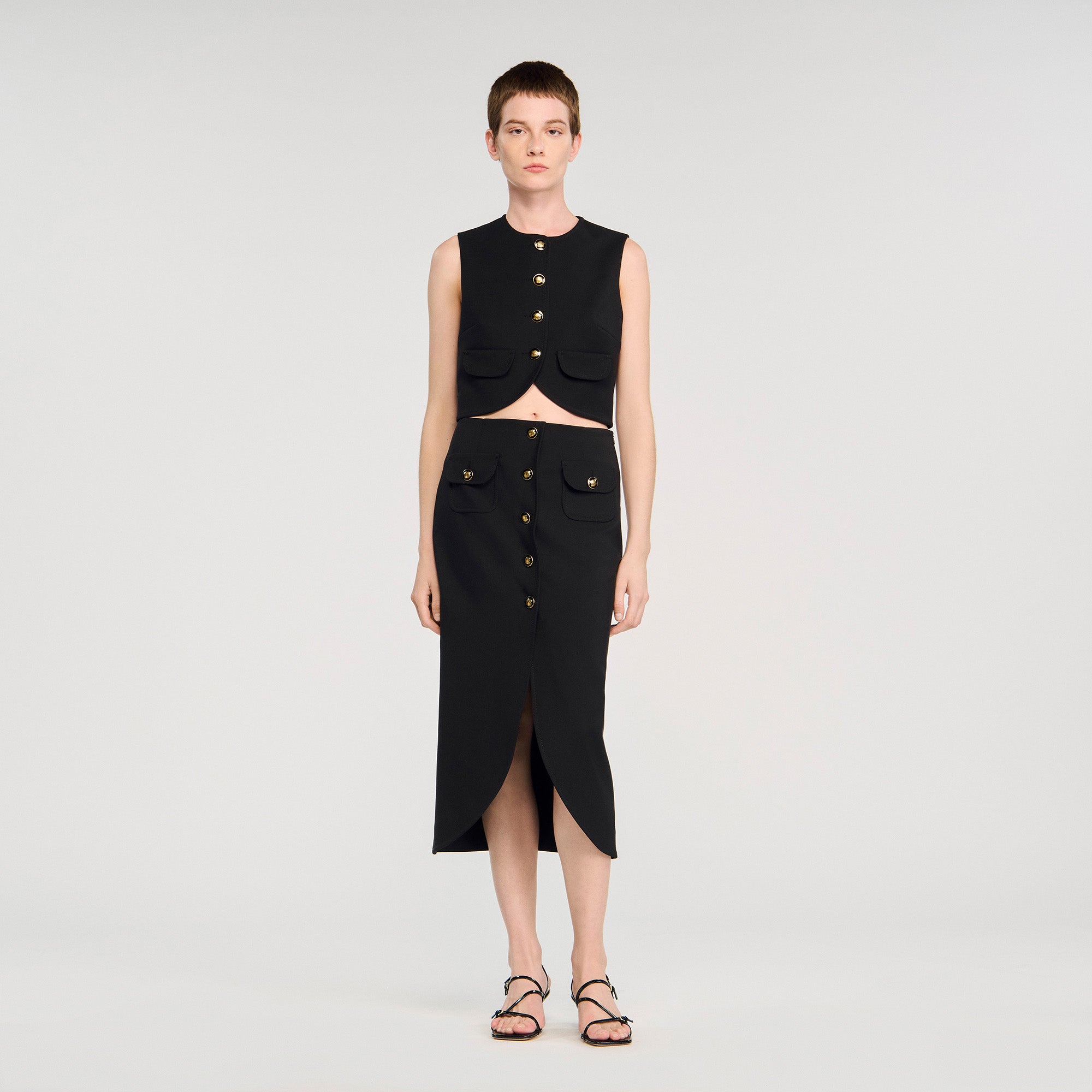 【送関込】CELINE☆セリーヌ Plissee Signature Midi Skirt Celine Plissee Signature Midi Skirt | italist