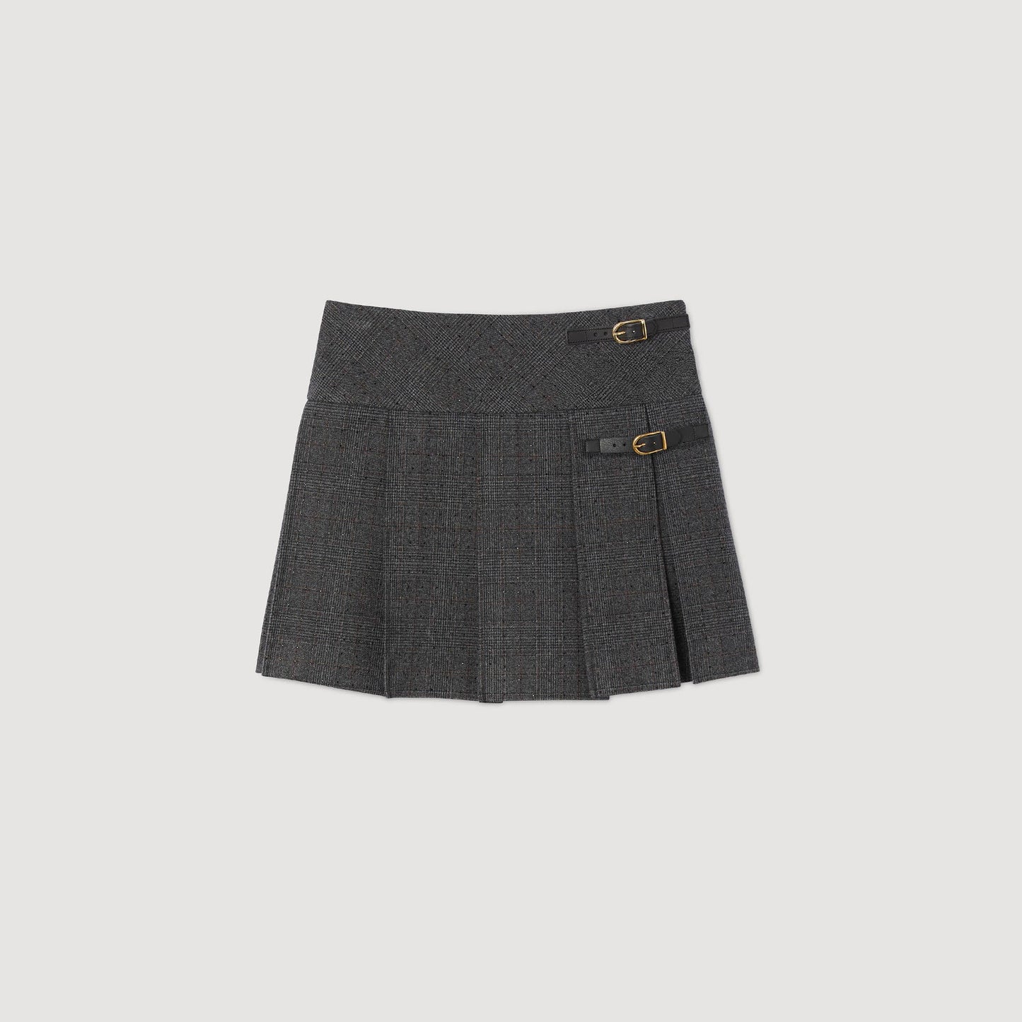 Rennes Short Rhinestone Suit Skirt Grey / Brown