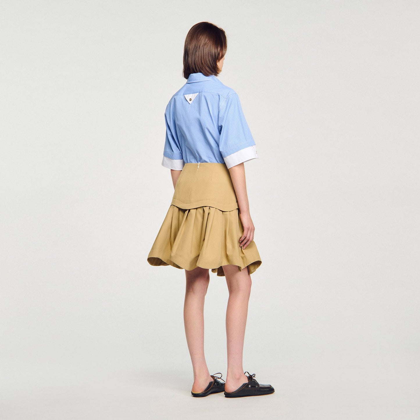 Short Ruffled Skirt Beige