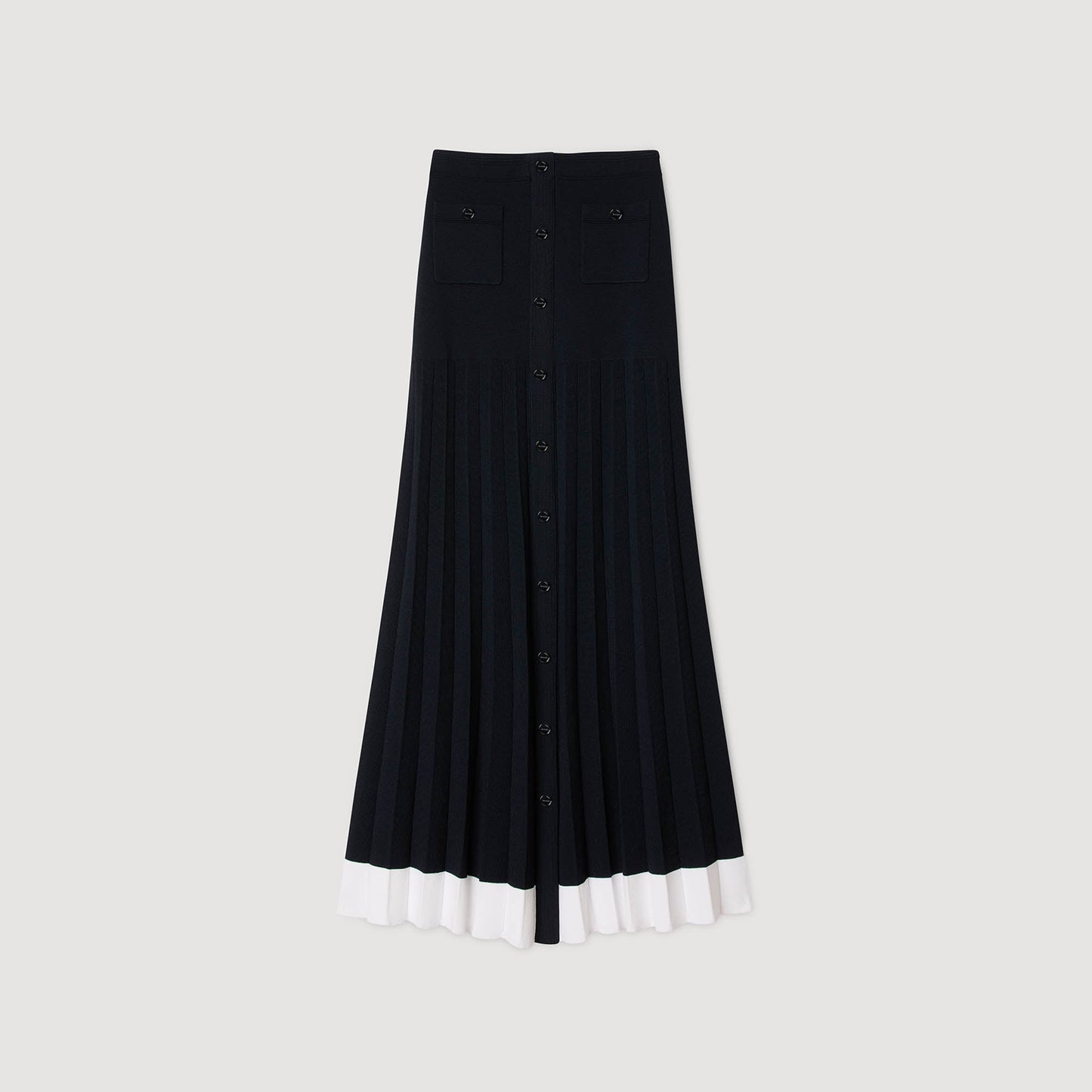 Oceane Long Two-Tone Knit Skirt Navy Blue