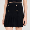 Short Pleated Knit Skirt Black