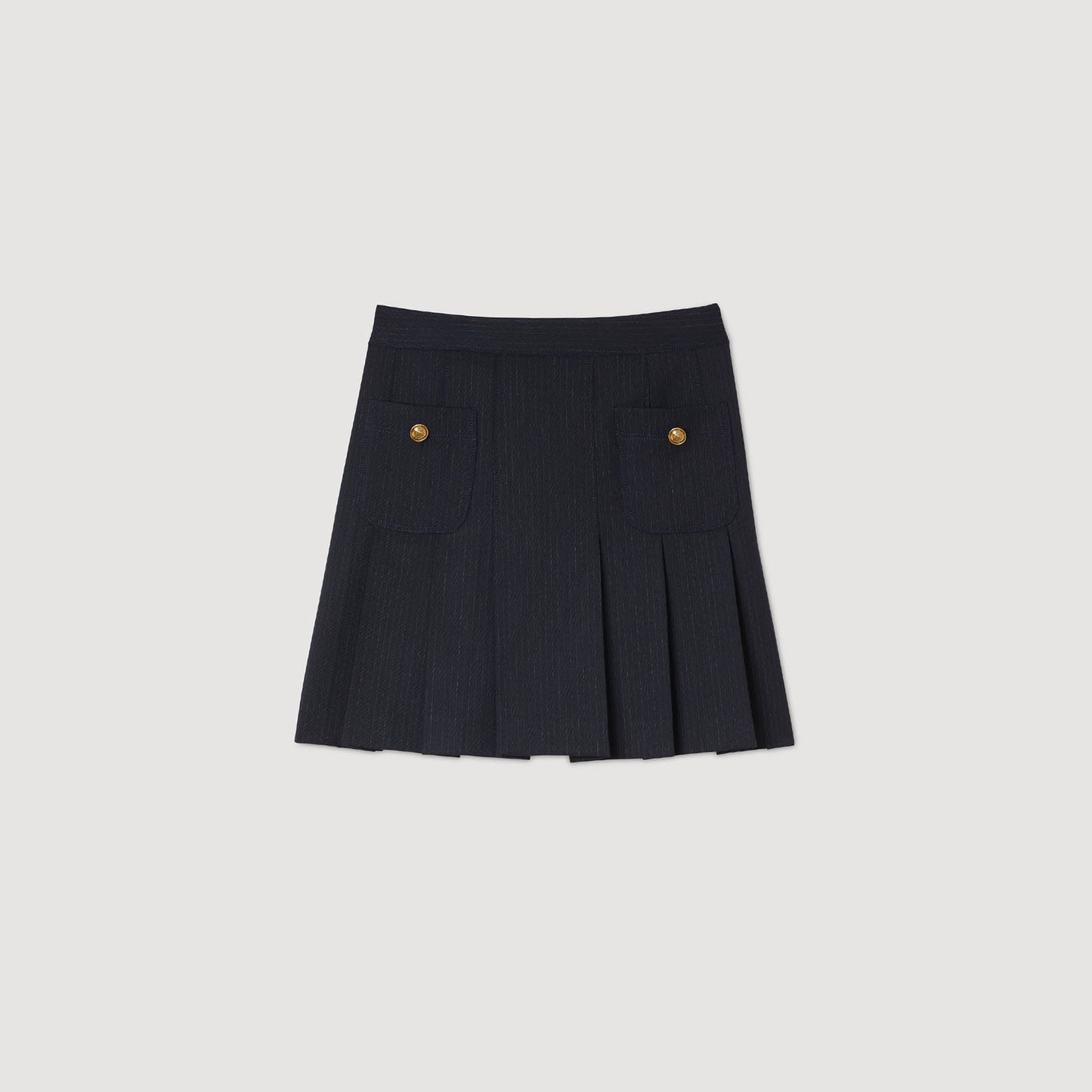 Theanis Short striped pleated skirt Navy Blue