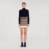 Leiana Short Skirt With Frill And Belt Brown