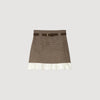 Leiana Short Skirt With Frill And Belt Brown