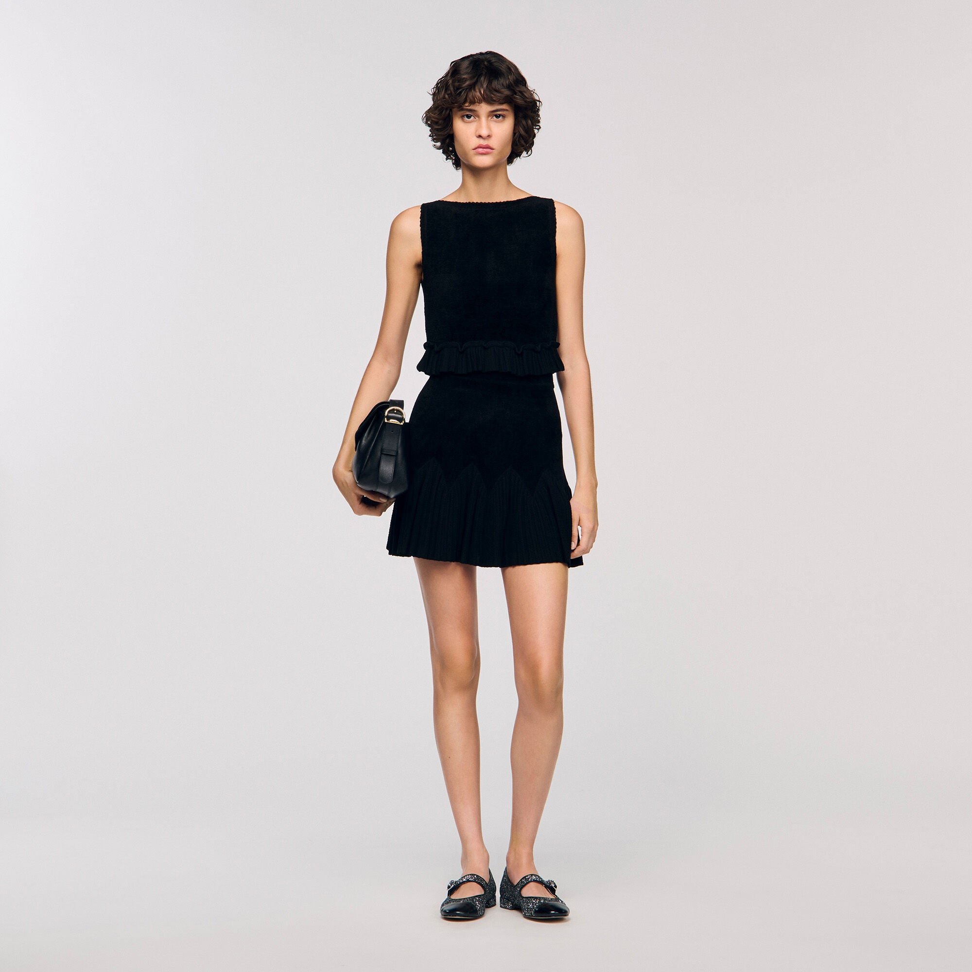 Orea Short Two-Tone Skirt Black