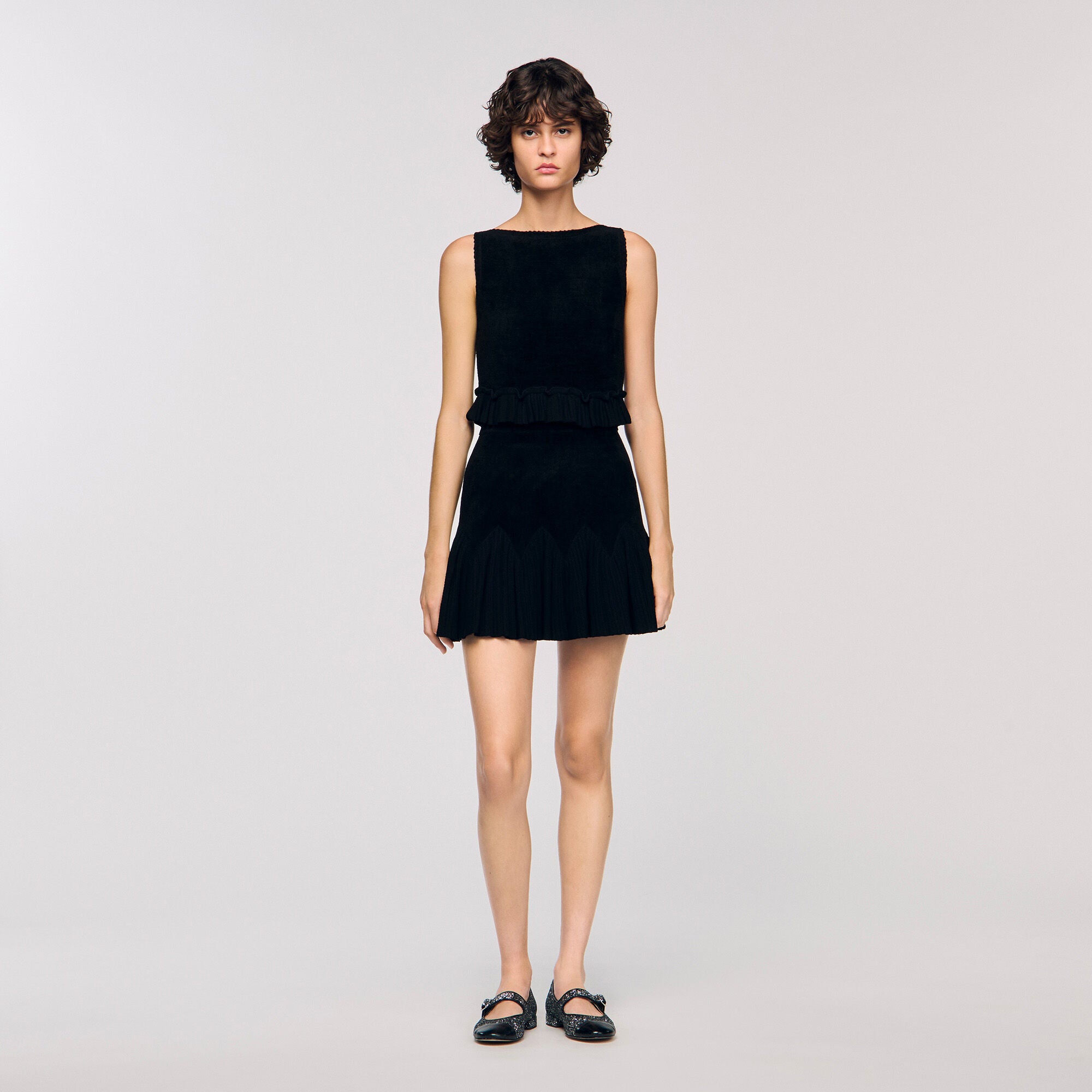 Orea Short Two-Tone Skirt Black