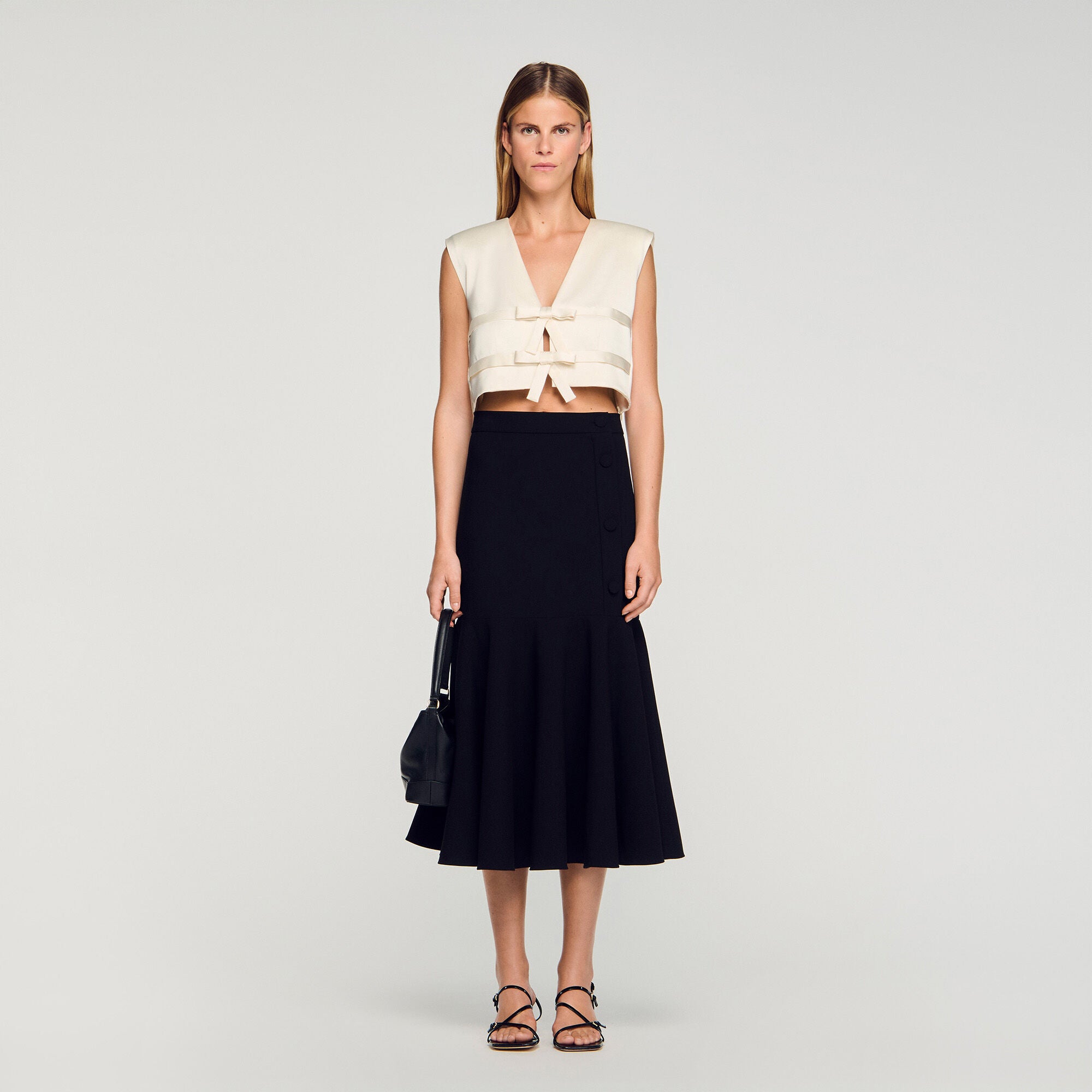 Amorea Long Ruffled Skirt Black