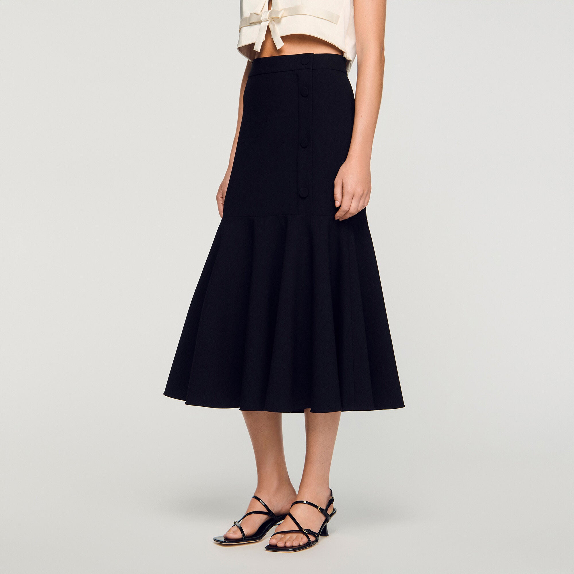 Amorea Long Ruffled Skirt Black