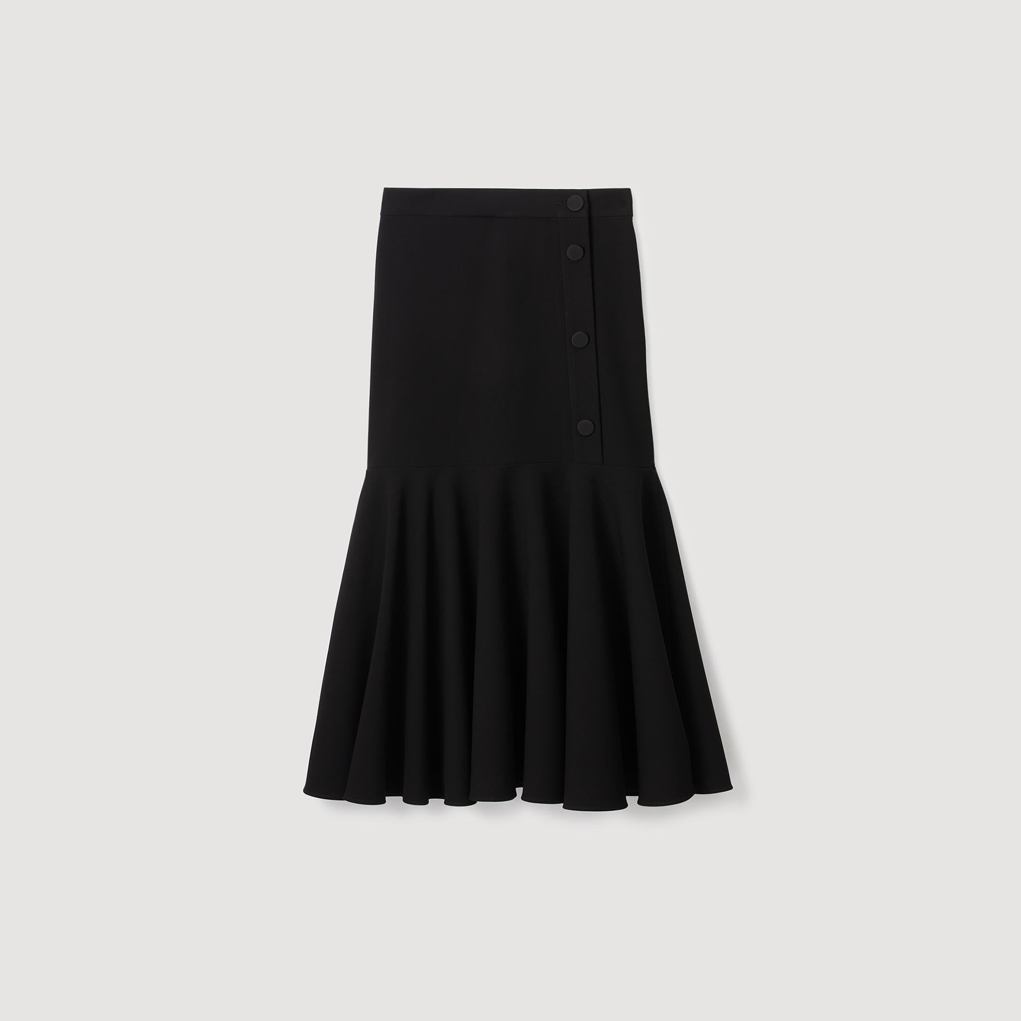 Amorea Long Ruffled Skirt Black