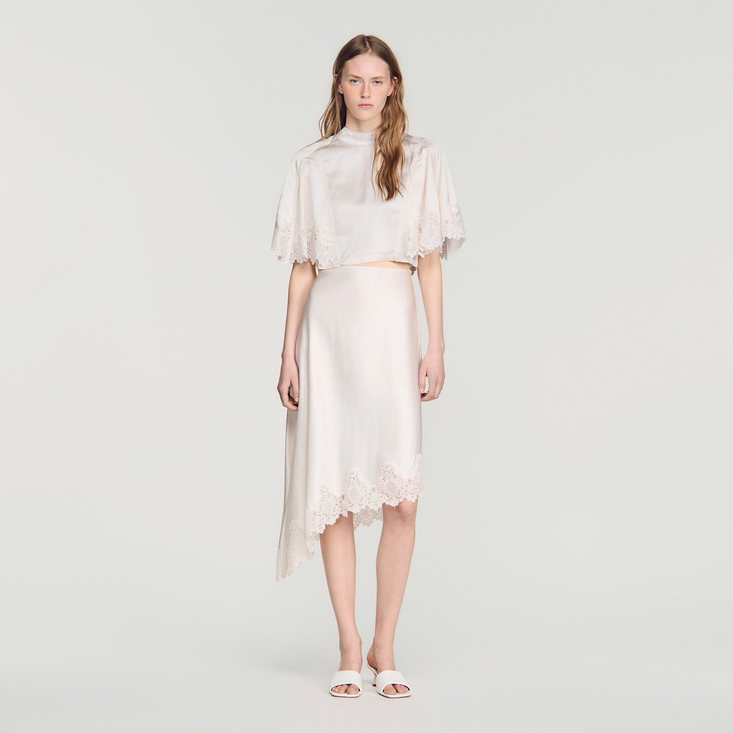 Plume Knit Skirt Ecru