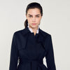 Trench Coat With Pleated Inset Navy Blue