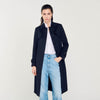 Trench Coat With Pleated Inset Navy Blue