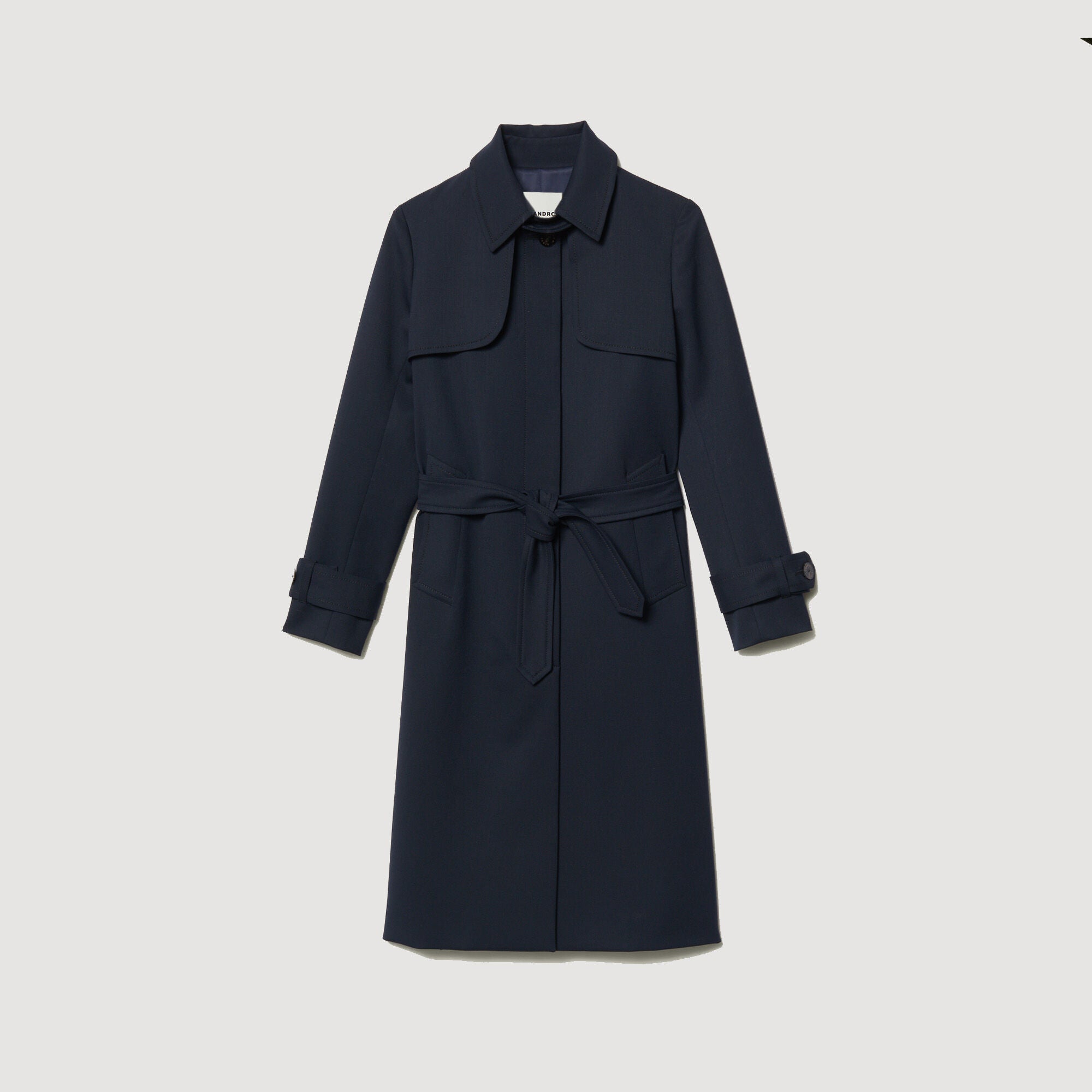 Trench Coat With Pleated Inset Navy Blue