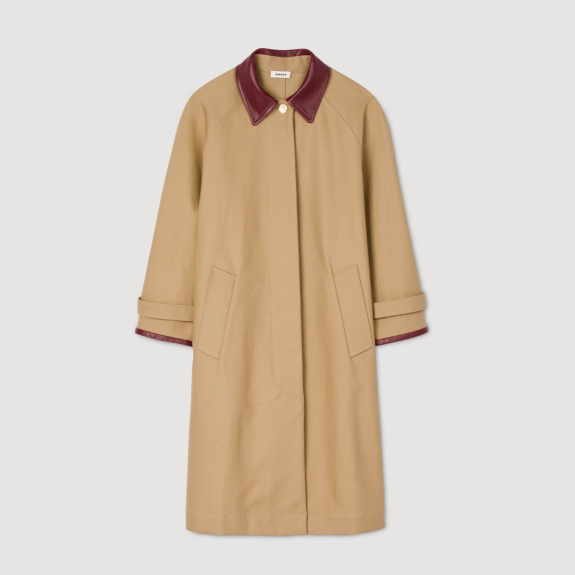 Joey Trench Coat With Leather Collar Beige