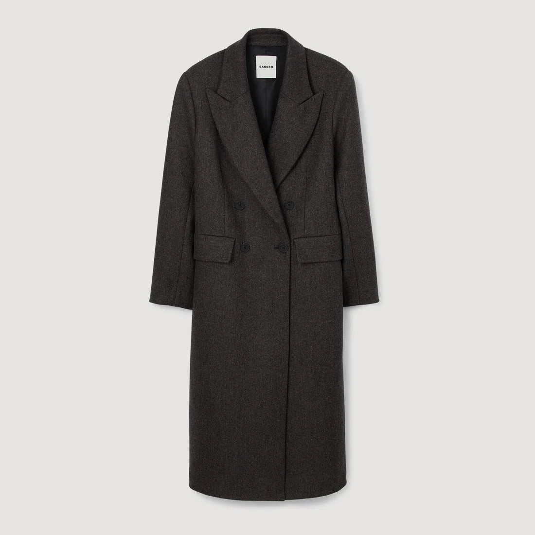 Aelis Fitted Double-Breasted Coat Dark Grey