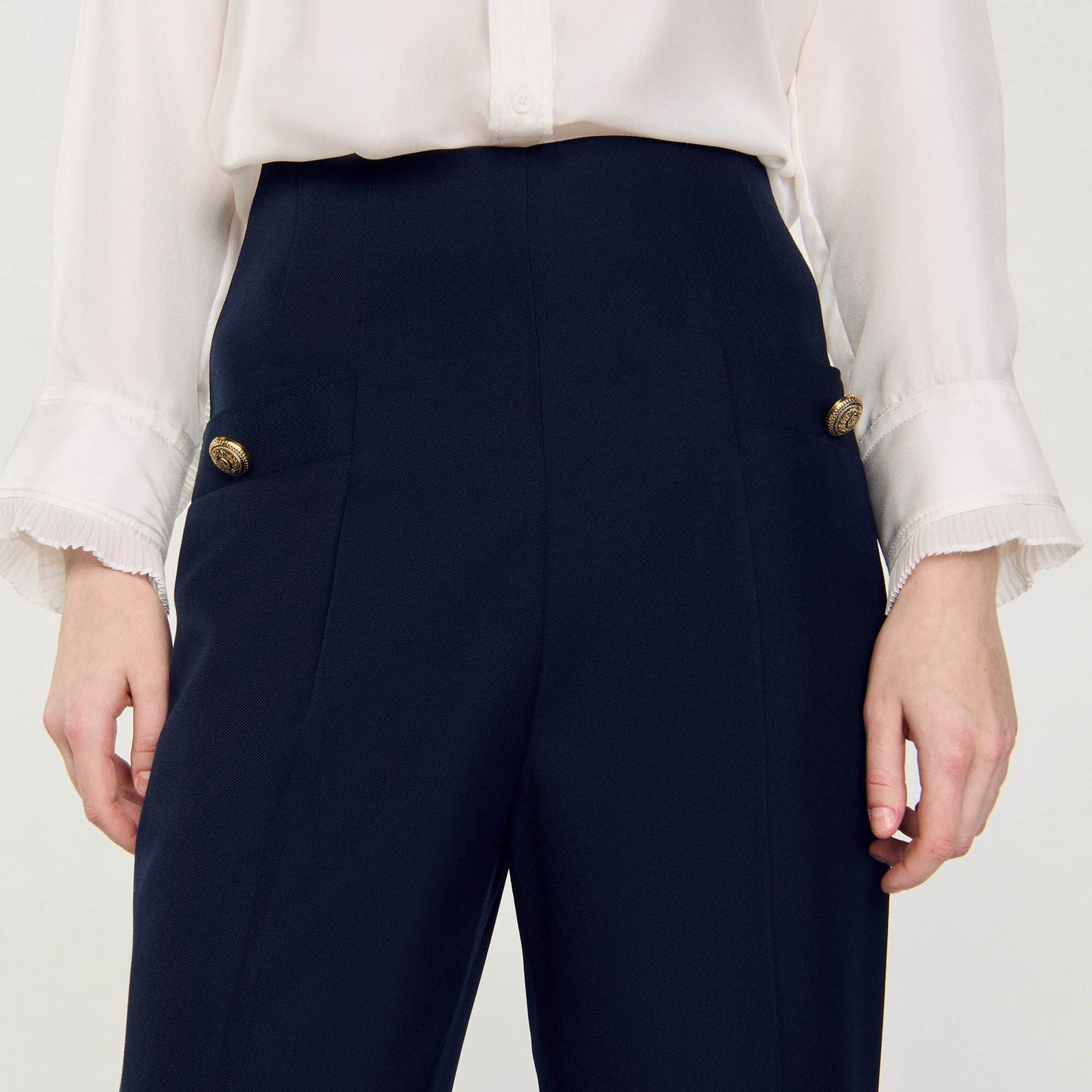 Wide-Leg Trousers Navy Blue