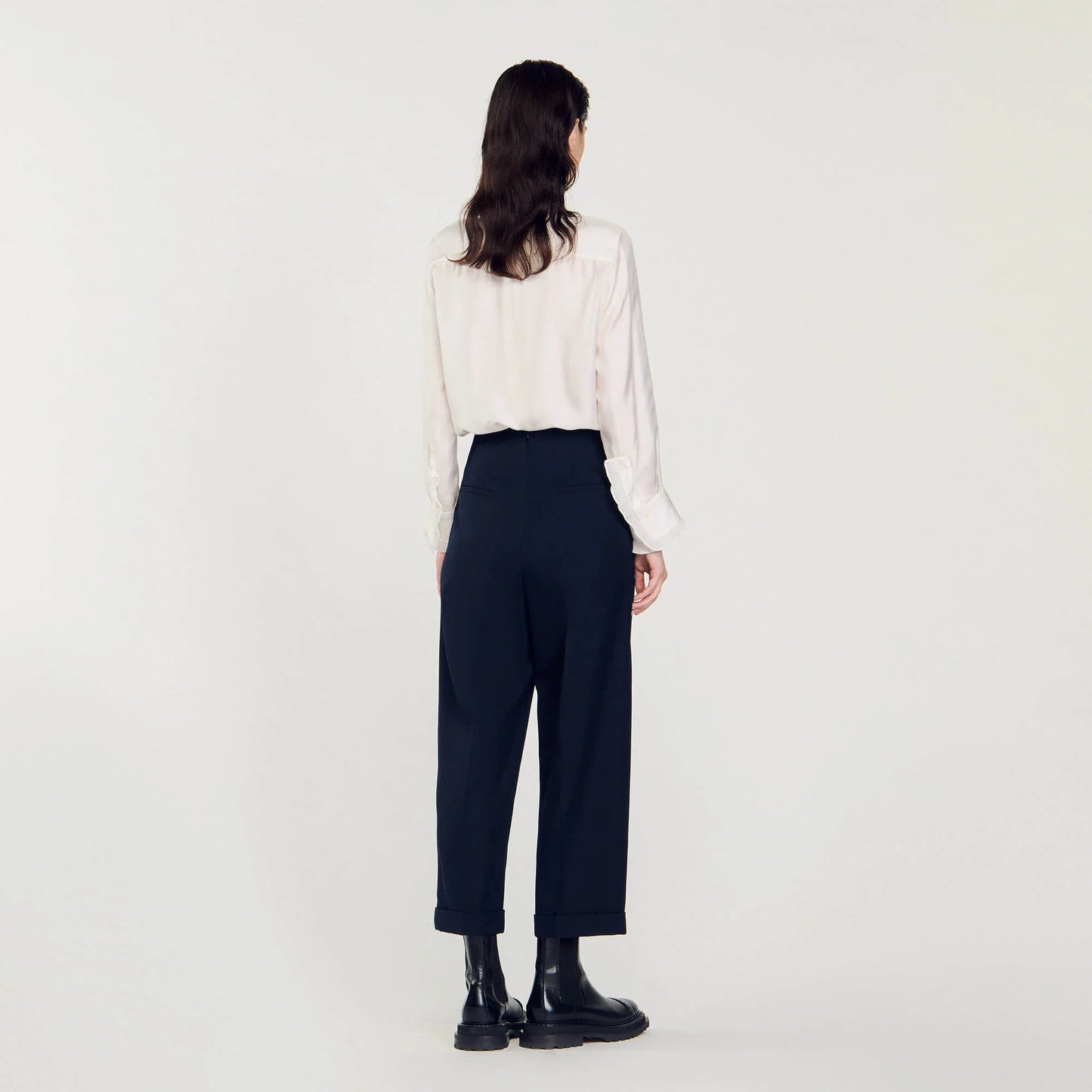 Wide-Leg Trousers Navy Blue