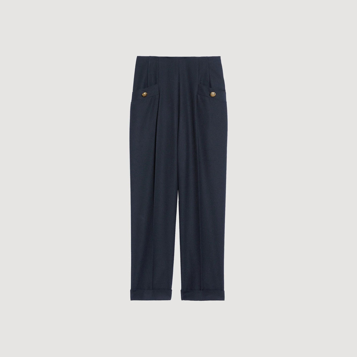 Wide-Leg Trousers Navy Blue