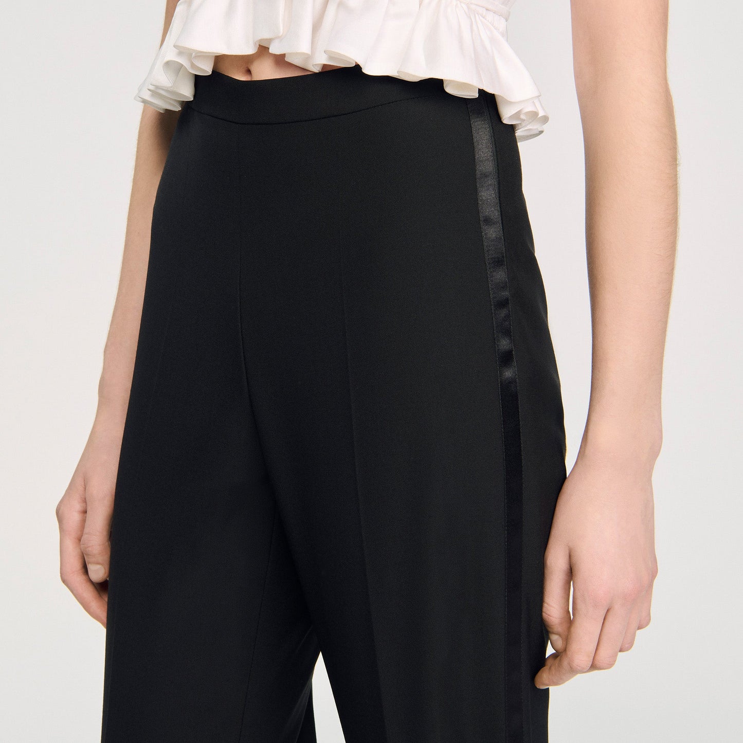 Manhattan Satin Stripe Suit Trousers Black