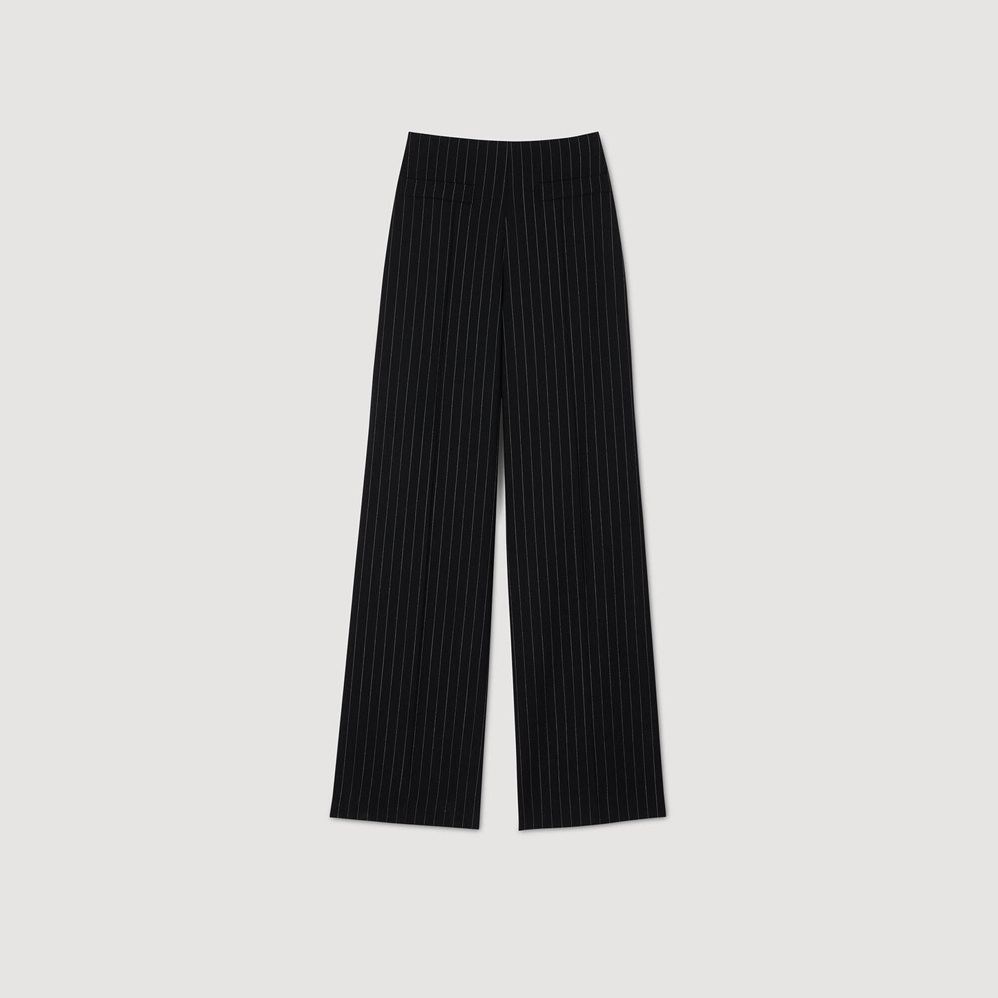 Chalk-Striped Straight-Leg Trousers Black