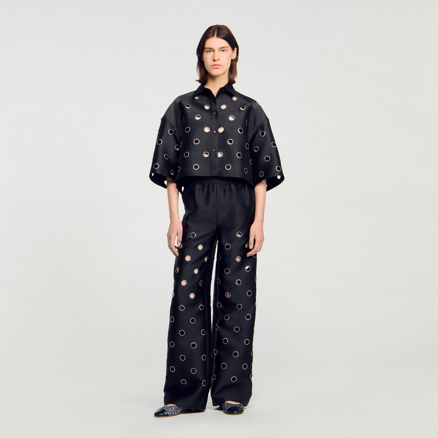 Neptune Rhinestone Trousers Black
