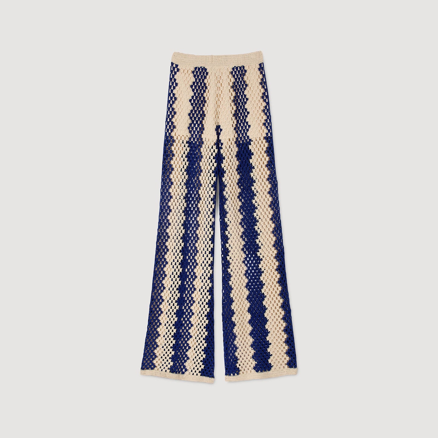 Palmier Two-Tone Open Weave Trousers Blue / Ecru