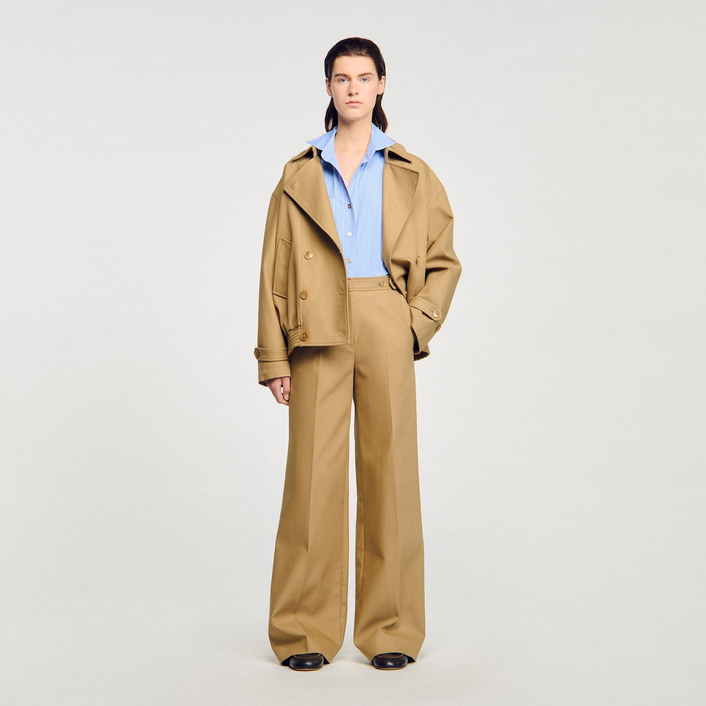 Berny Cotton Suit Trousers Beige
