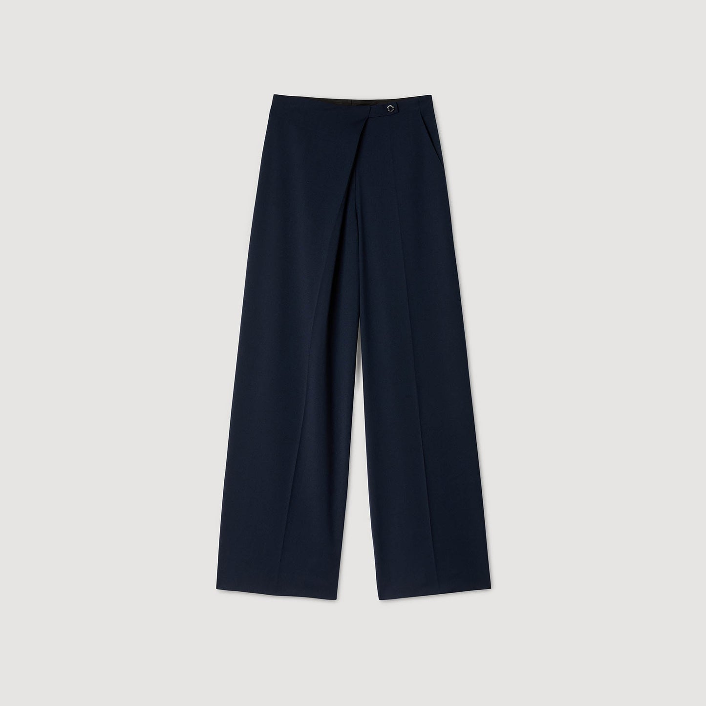 David Asymmetric Straight-Leg Trousers Navy Blue