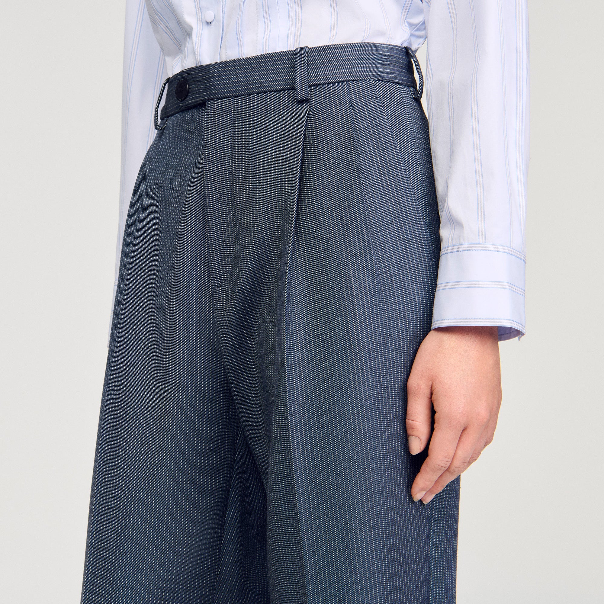 Naelo Striped Trousers Blue