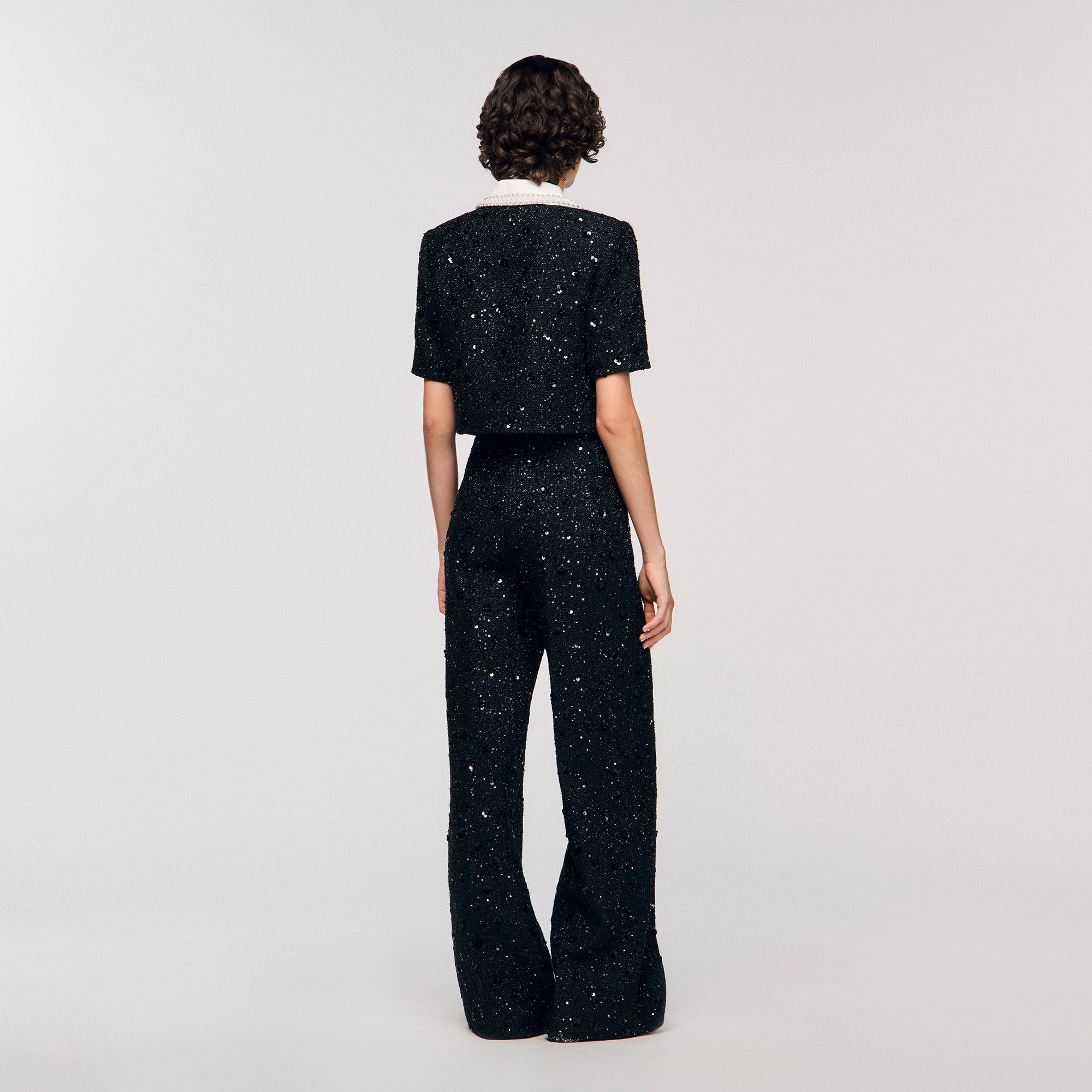 Bennett Rhinestone tweed trousers Black