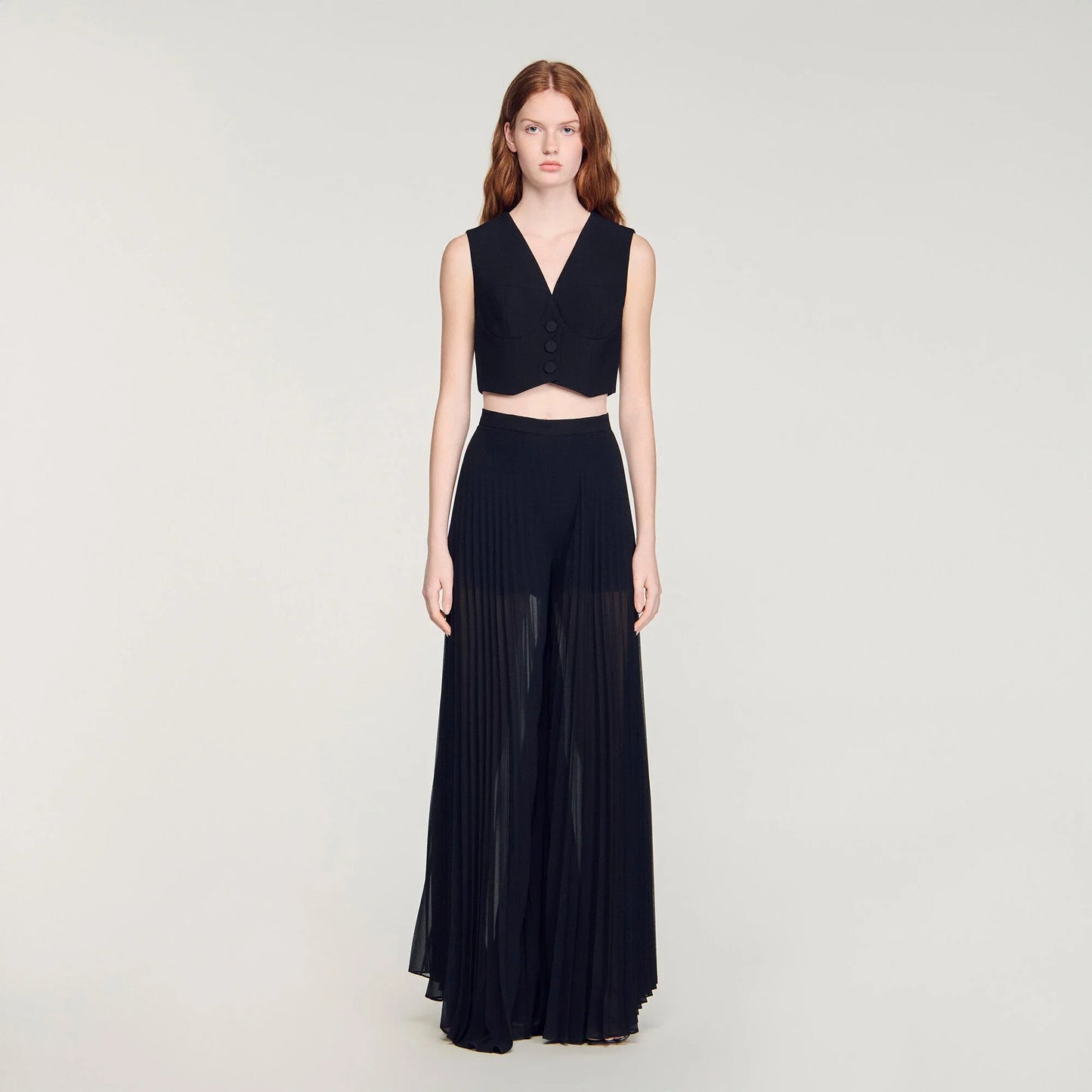 Janis Pleated Wide-Leg Trousers Black