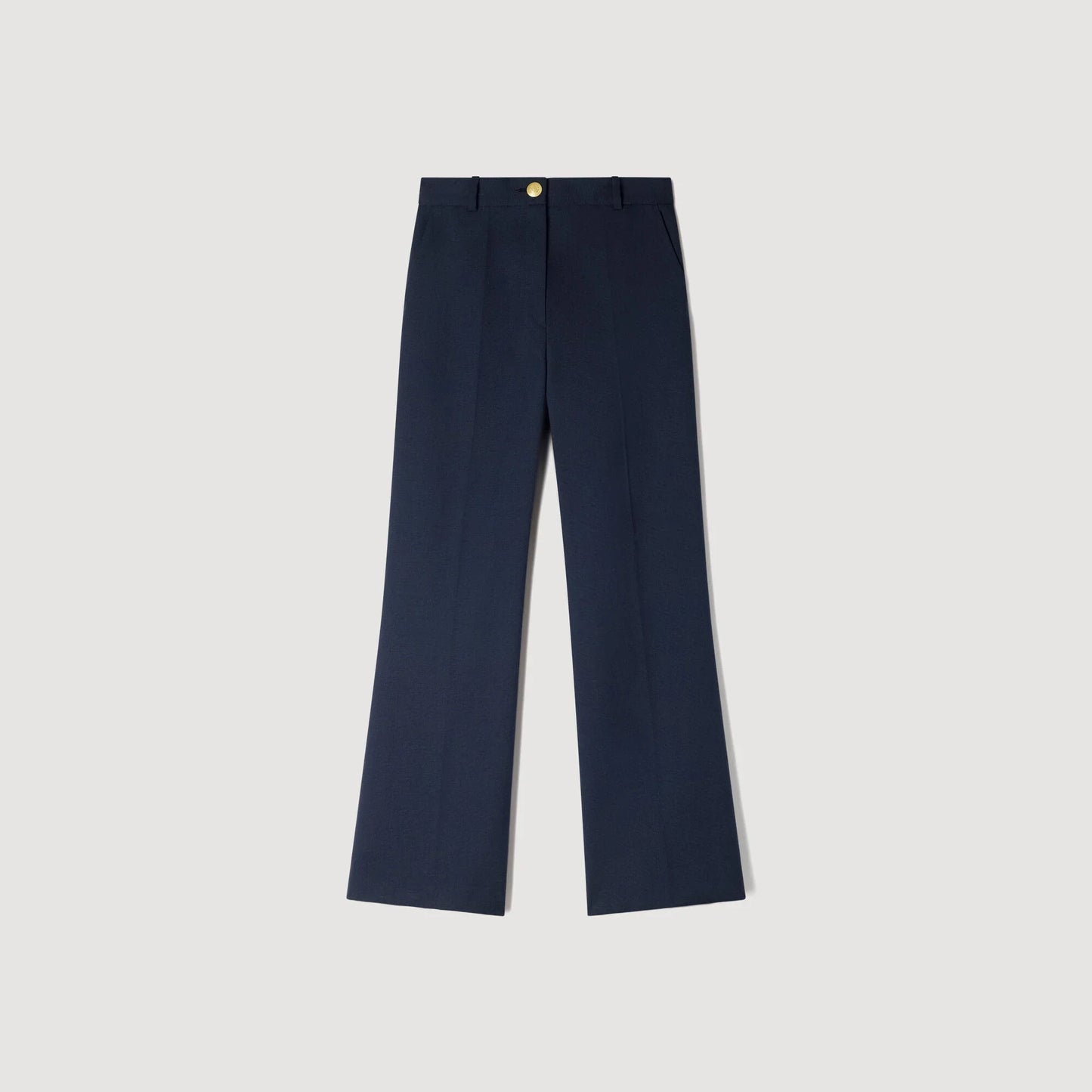 Lionel Wide-Leg Wool Trousers Navy Blue