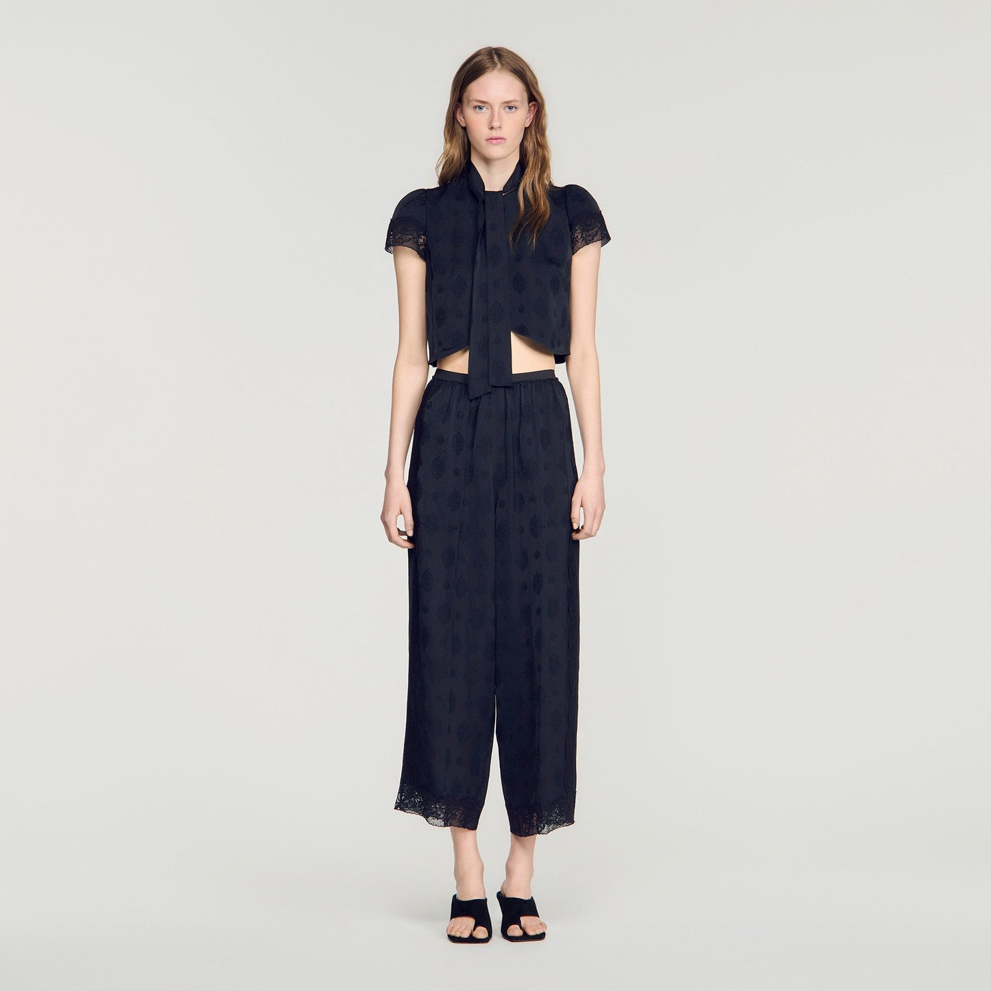 Hailey Fluid Paisley Jacquard Trousers Black