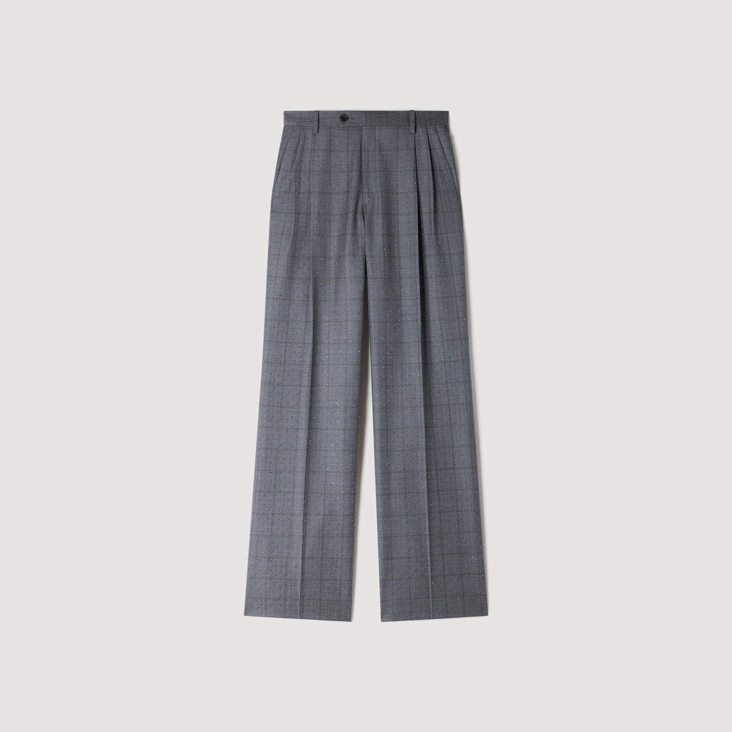Mireillo Rhinestone Check Wool Trousers Dark Grey