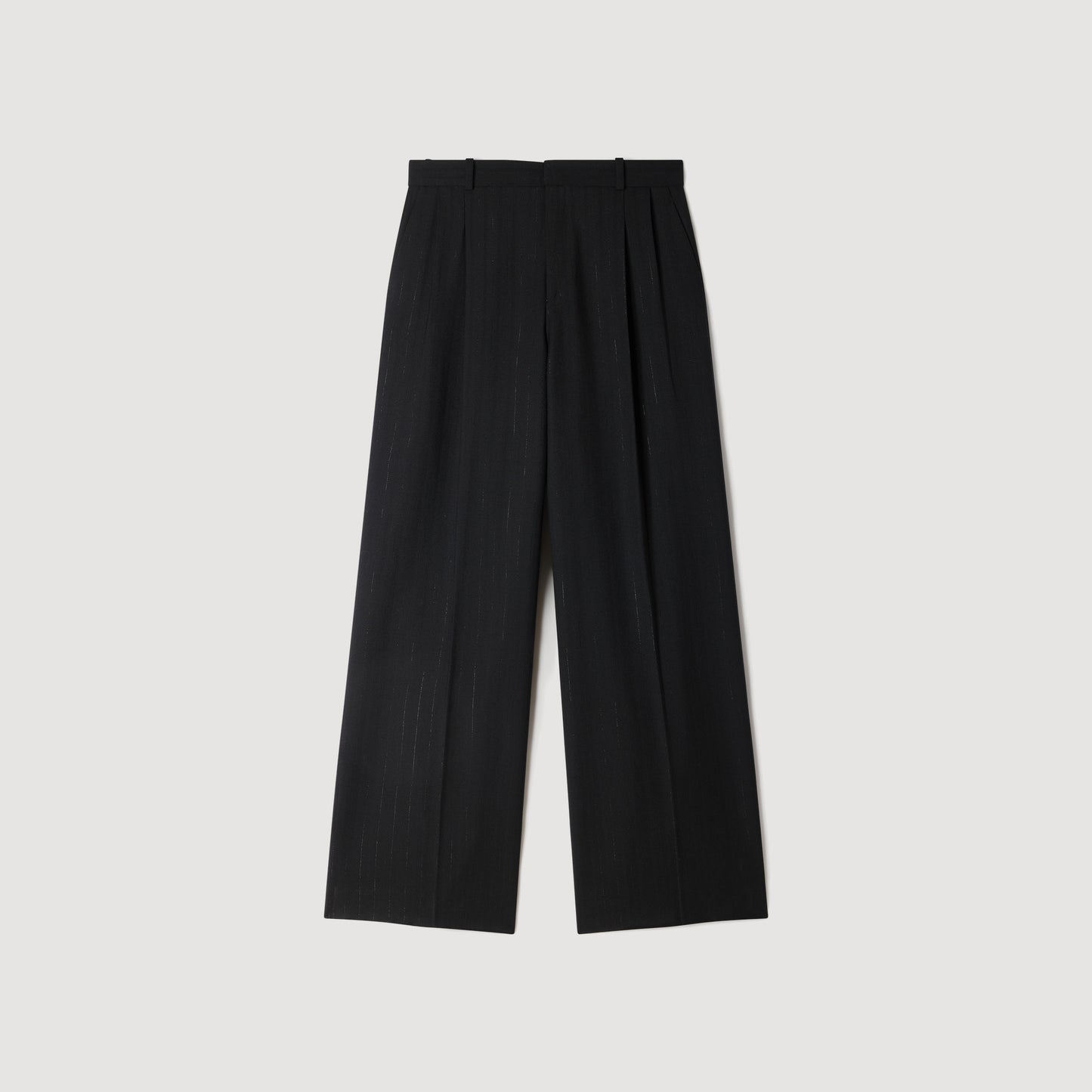 Terroliva Striped Wide-Leg Trousers Black