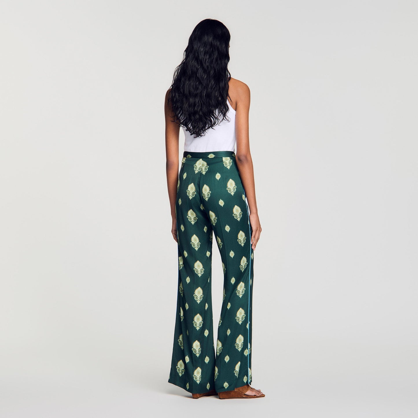 Curcuma Paisley-Print Floaty Trousers Green