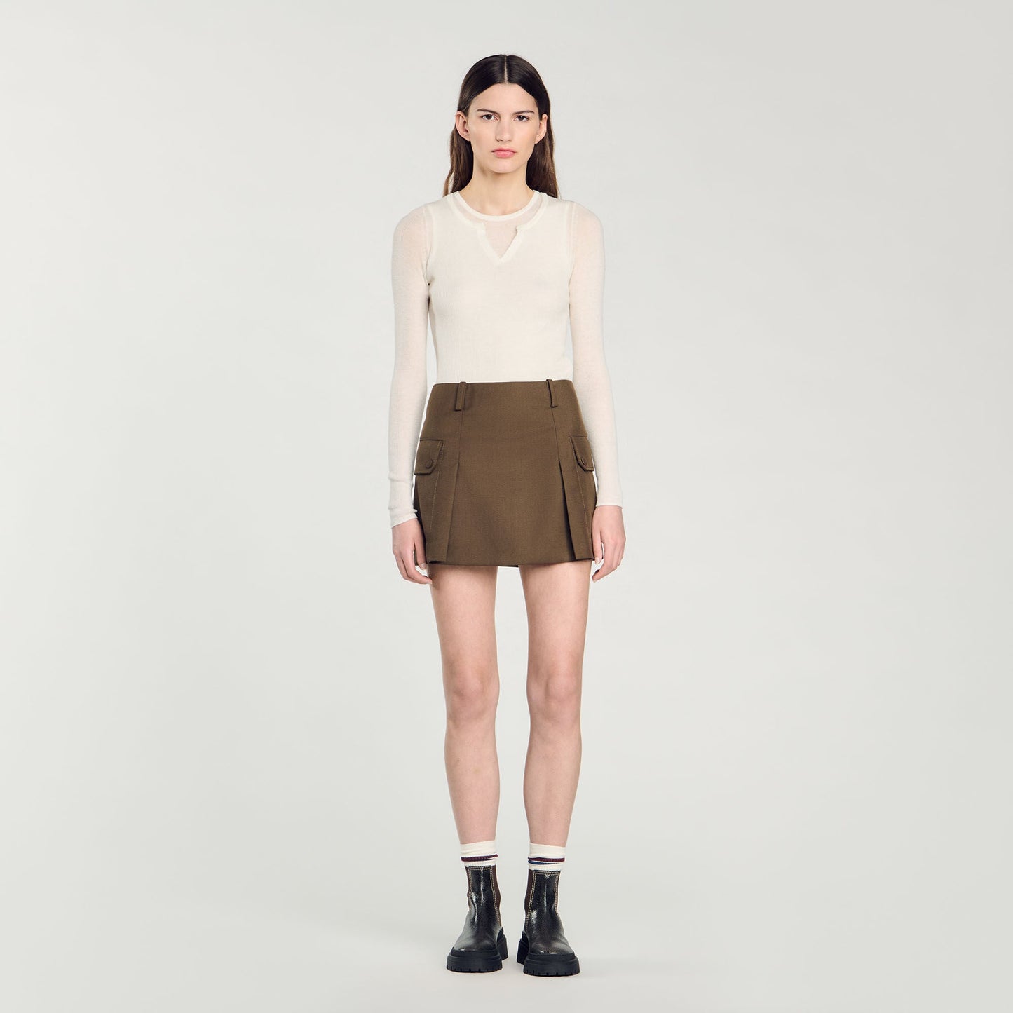 Wool Layered Effect Jumper Ecru